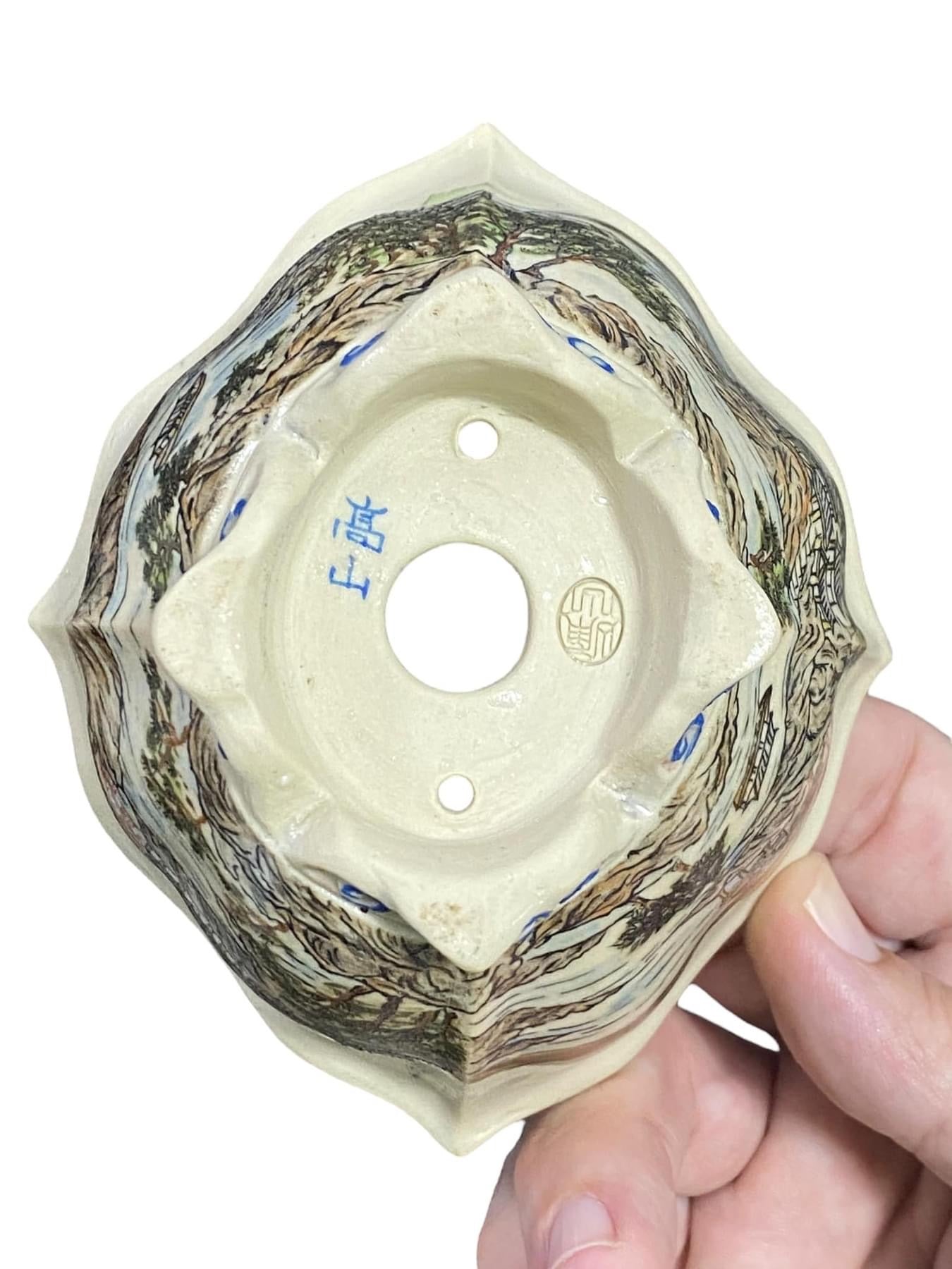 Kouzan - Exquisite Hand Painted Bonsai Pot (5-1/8” wide)