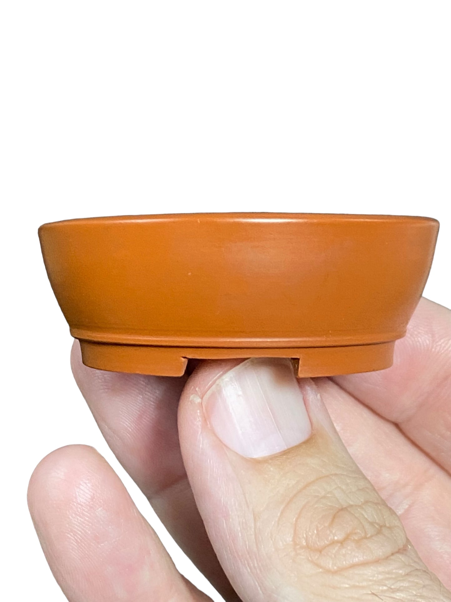 Munenori - Shallow Unglazed Round Mame Bonsai Pot (2-3/16" wide)
