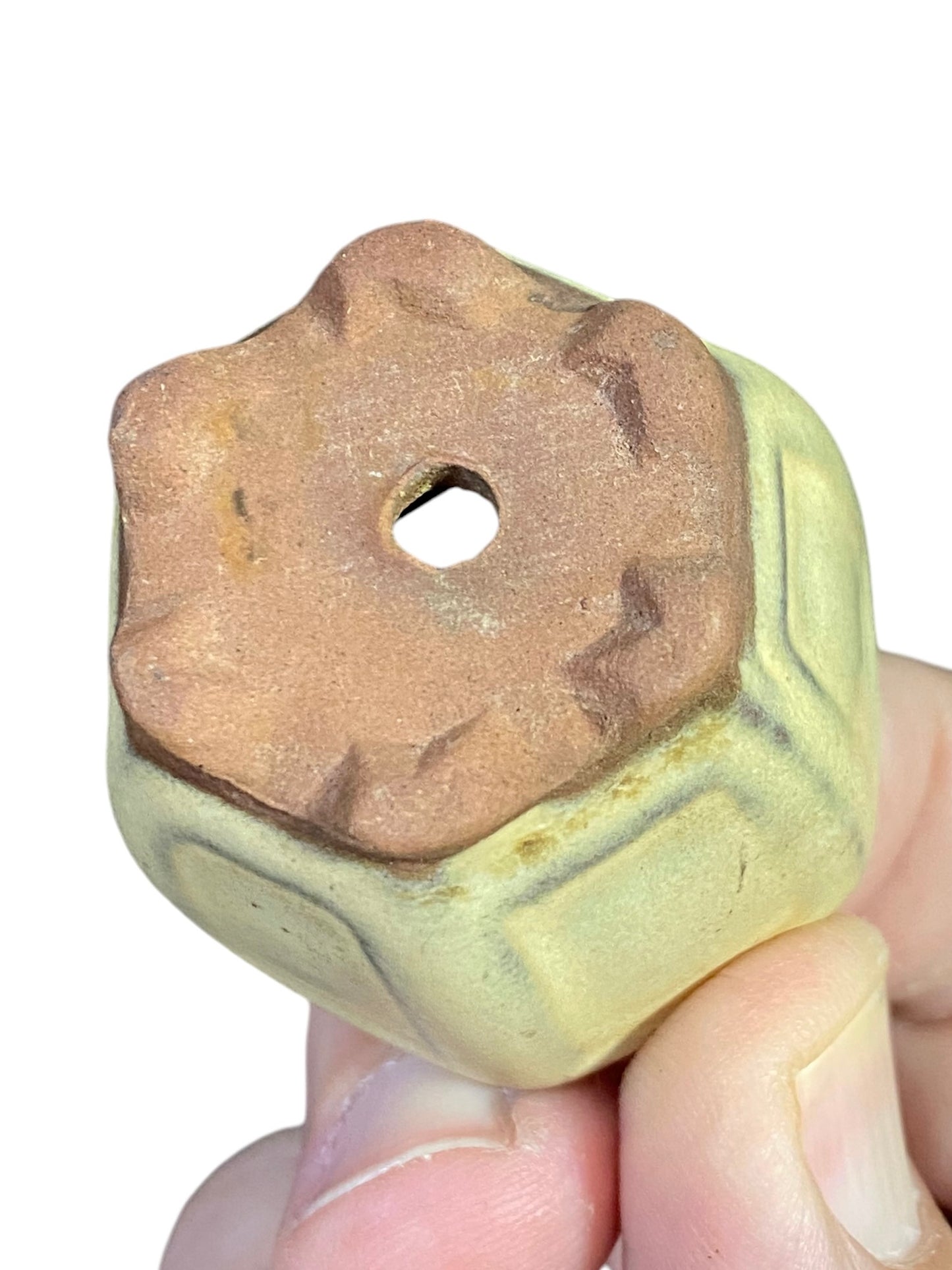 Japanese - Mame Glazed Footed Hexagon Bonsai Pot (1-1/2" wide)