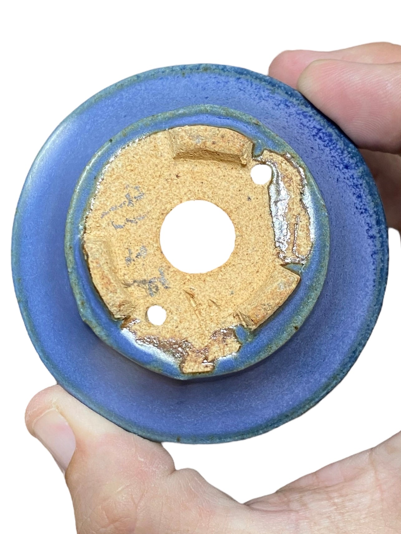 Hattori - Rare Periwinkle Footed Round Bonsai Pot (3-3/16" wide)