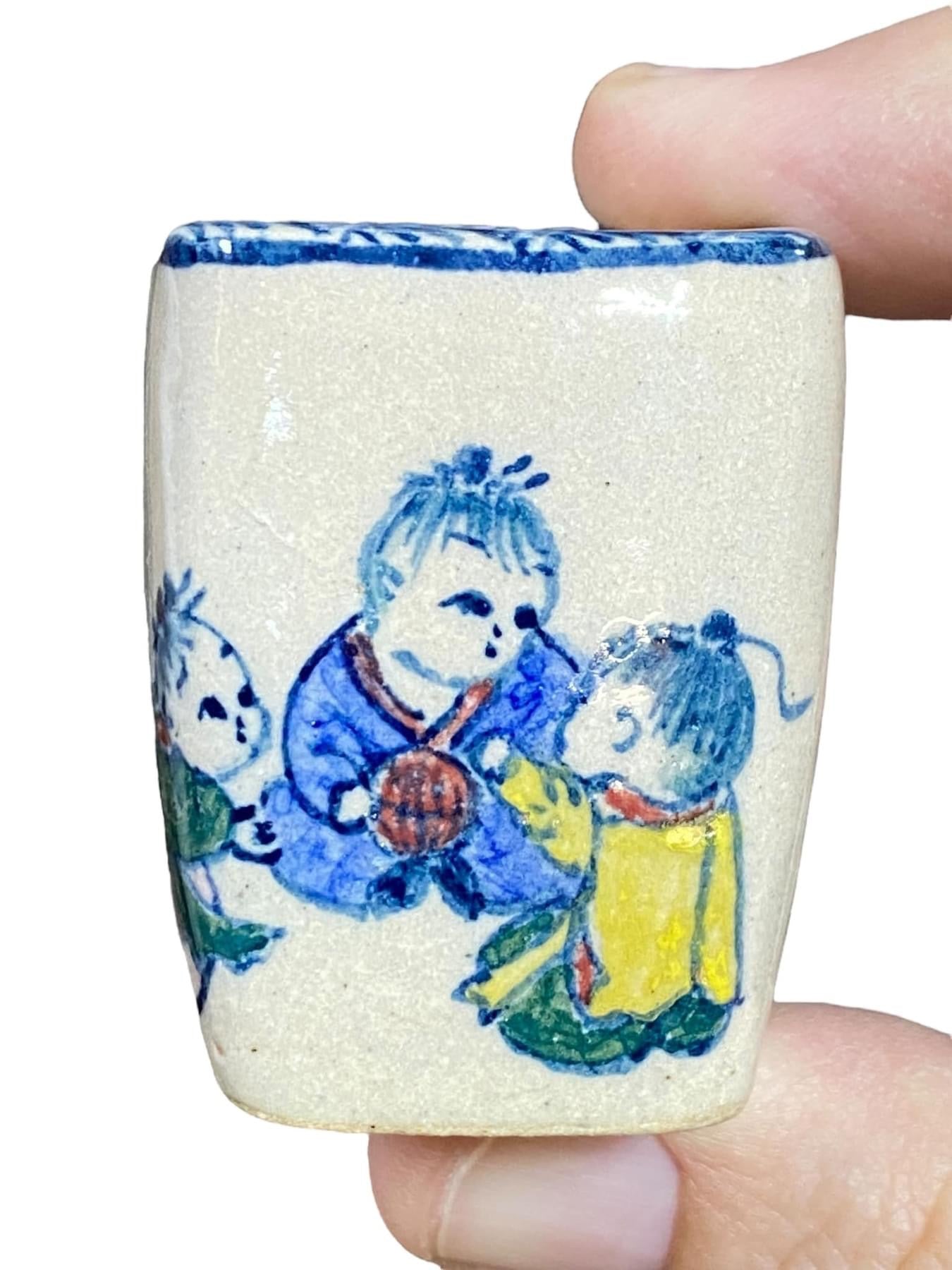 Shoseki Painted Isso - Mame Painted Bonsai Pot (1-5/16” wide)