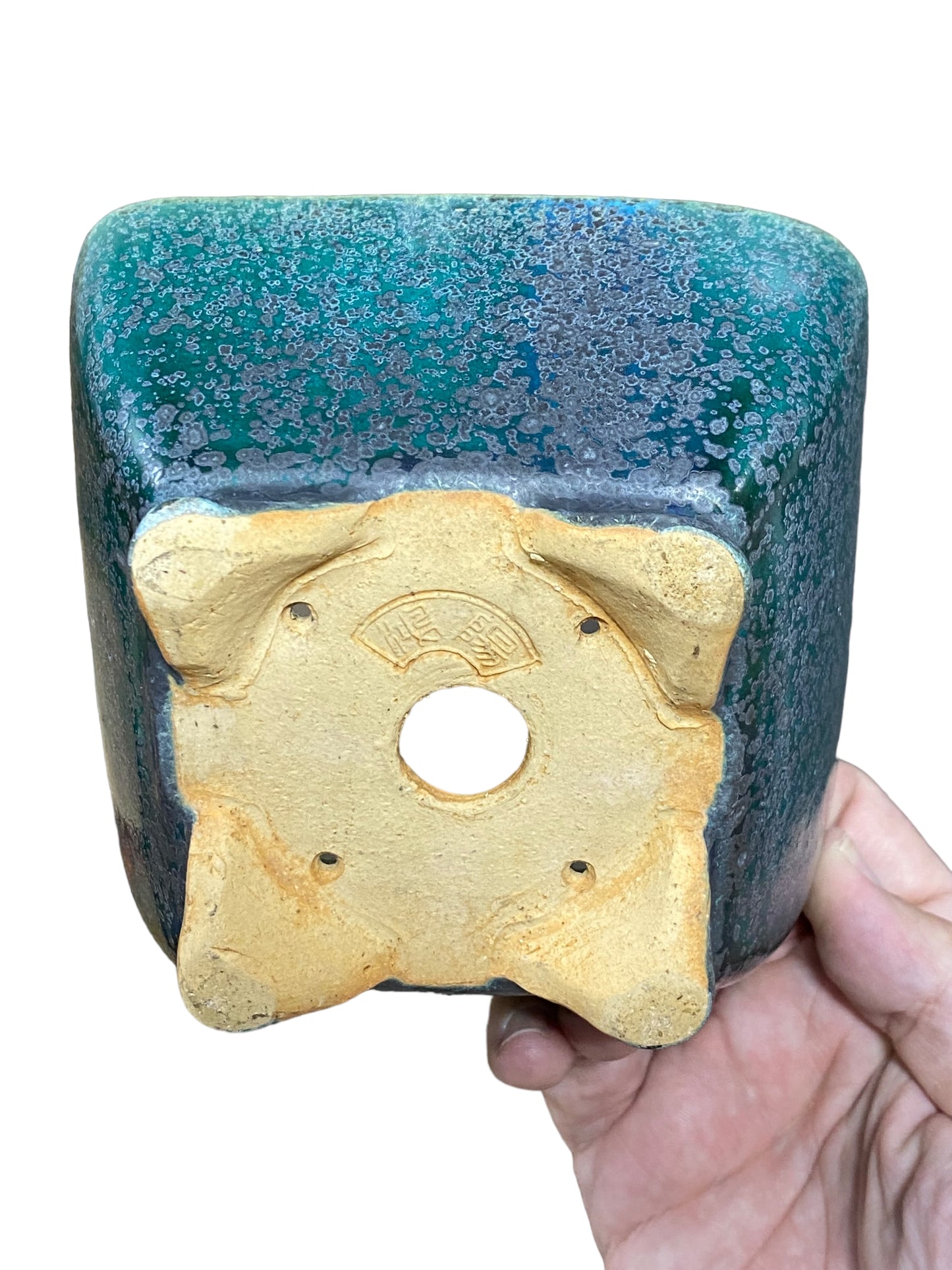 Koyo - Classic Oribe Glazed Square Bonsai Pot (5-1/4" wide)