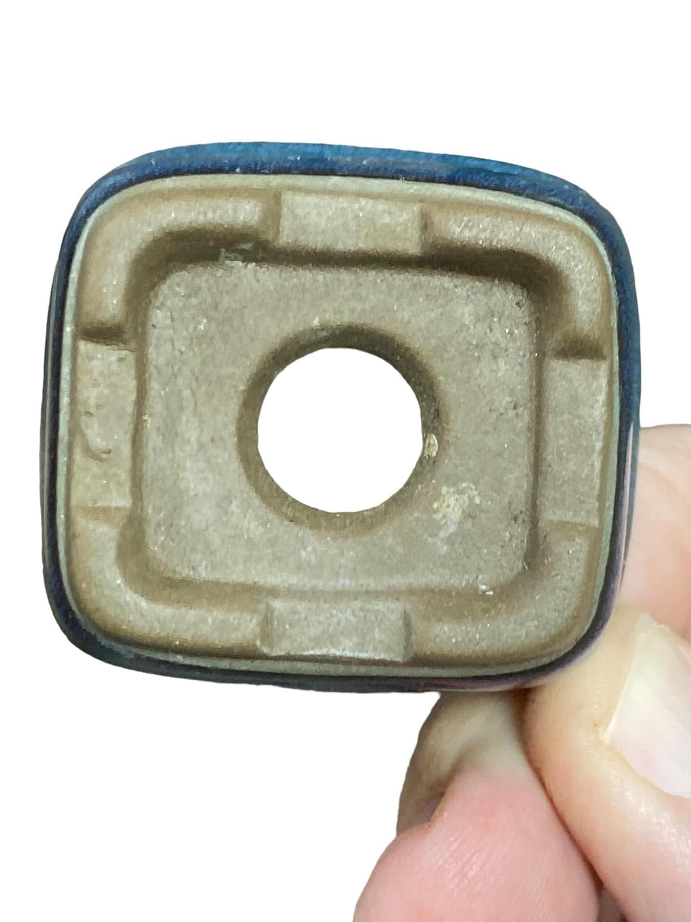 Japanese - Blue Rectangle Style Bonsai Pot from Japan (1-13/16" wide)