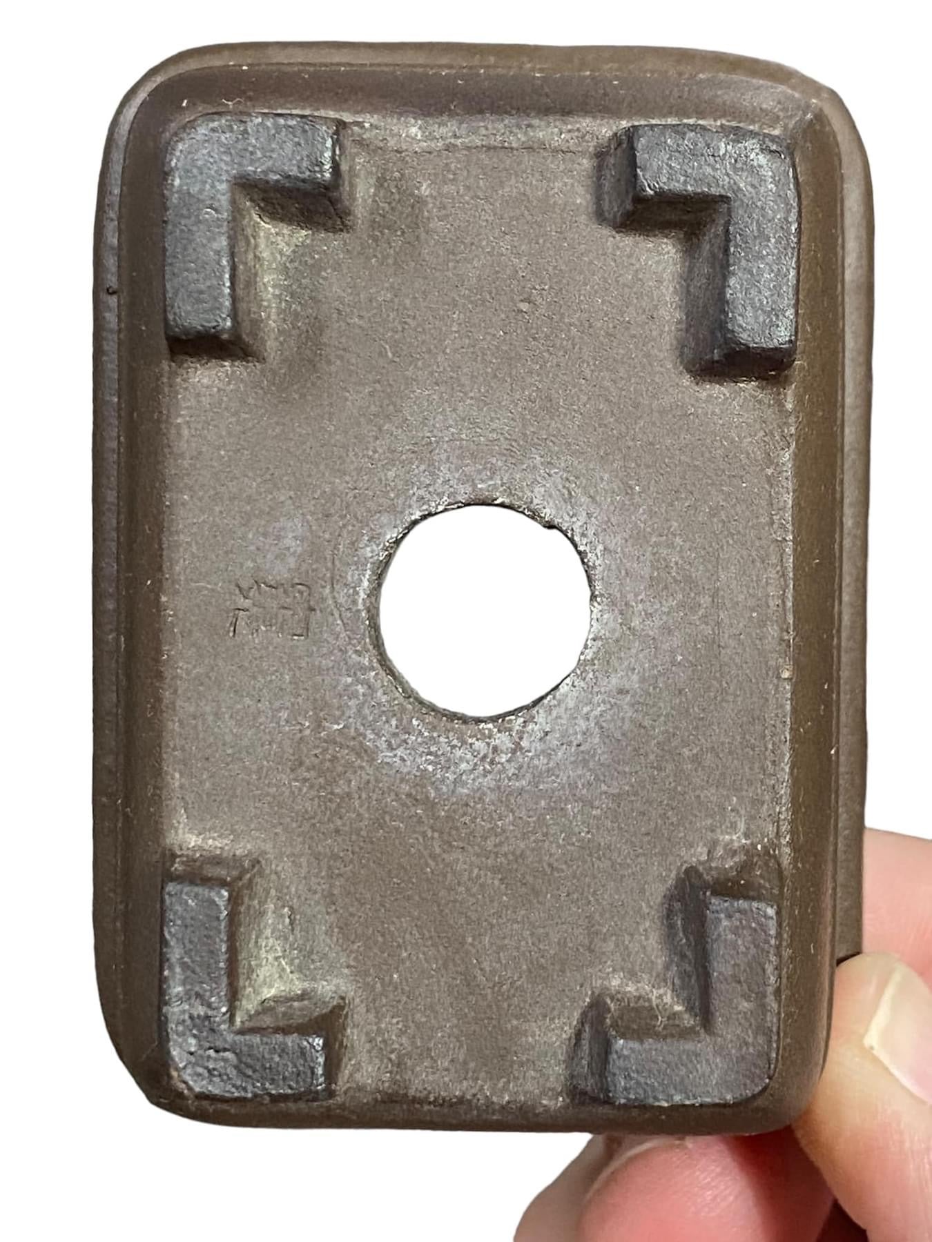 Japanese (Maybe Senkou) - Unglazed Banded Bonsai Pot (3-5/32” wide)