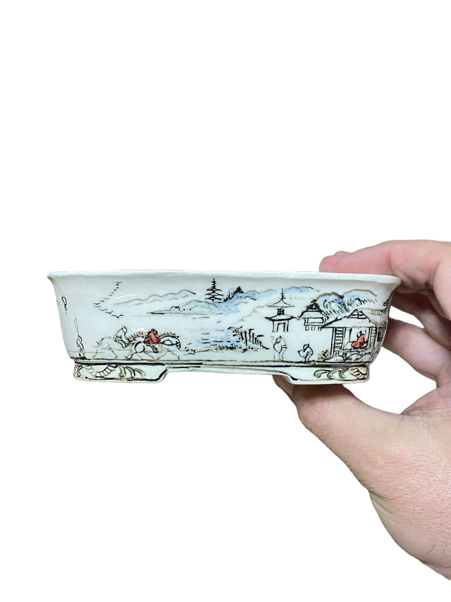 Joshu Katsuyama - Stellar Multi-Scene Painted Bonsai Pot (5-13/16" wide)