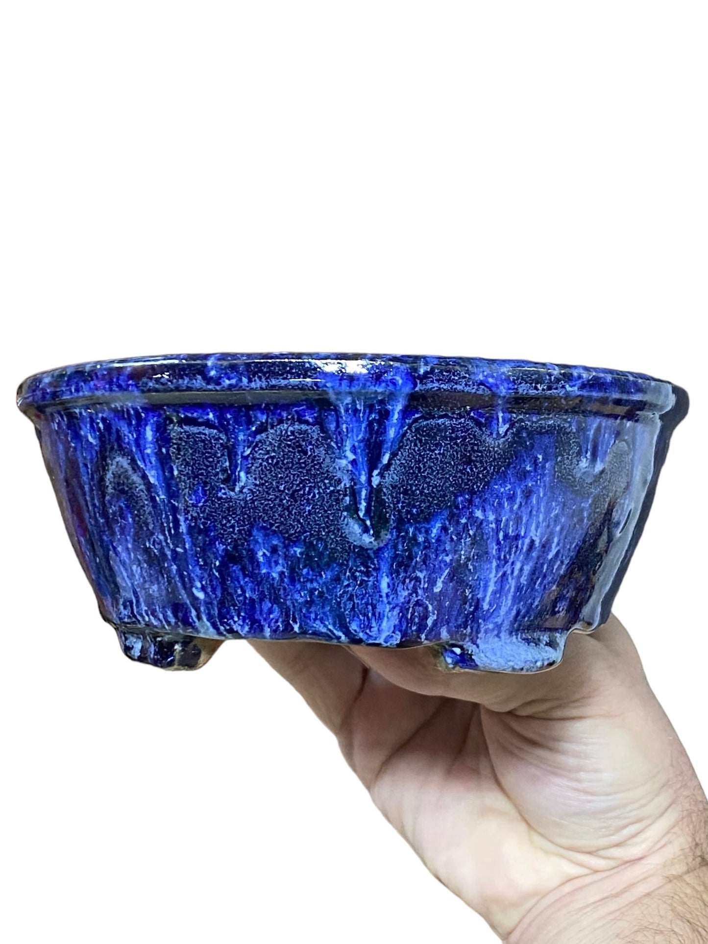 Shuho - Rich Blue Glazed Oval Shaped Bonsai