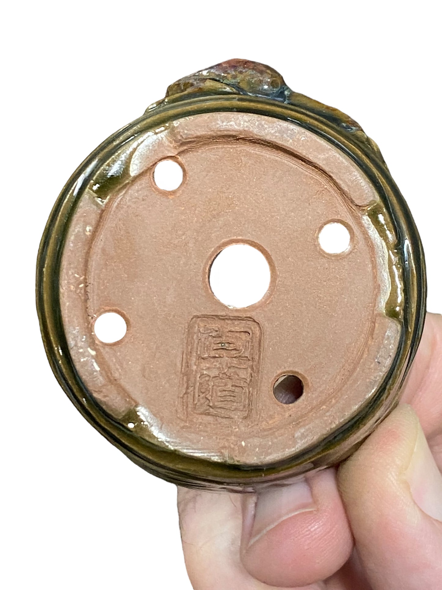 Takudo - Glazed Frog Mame Bonsai or Accent Pot (2" wide)