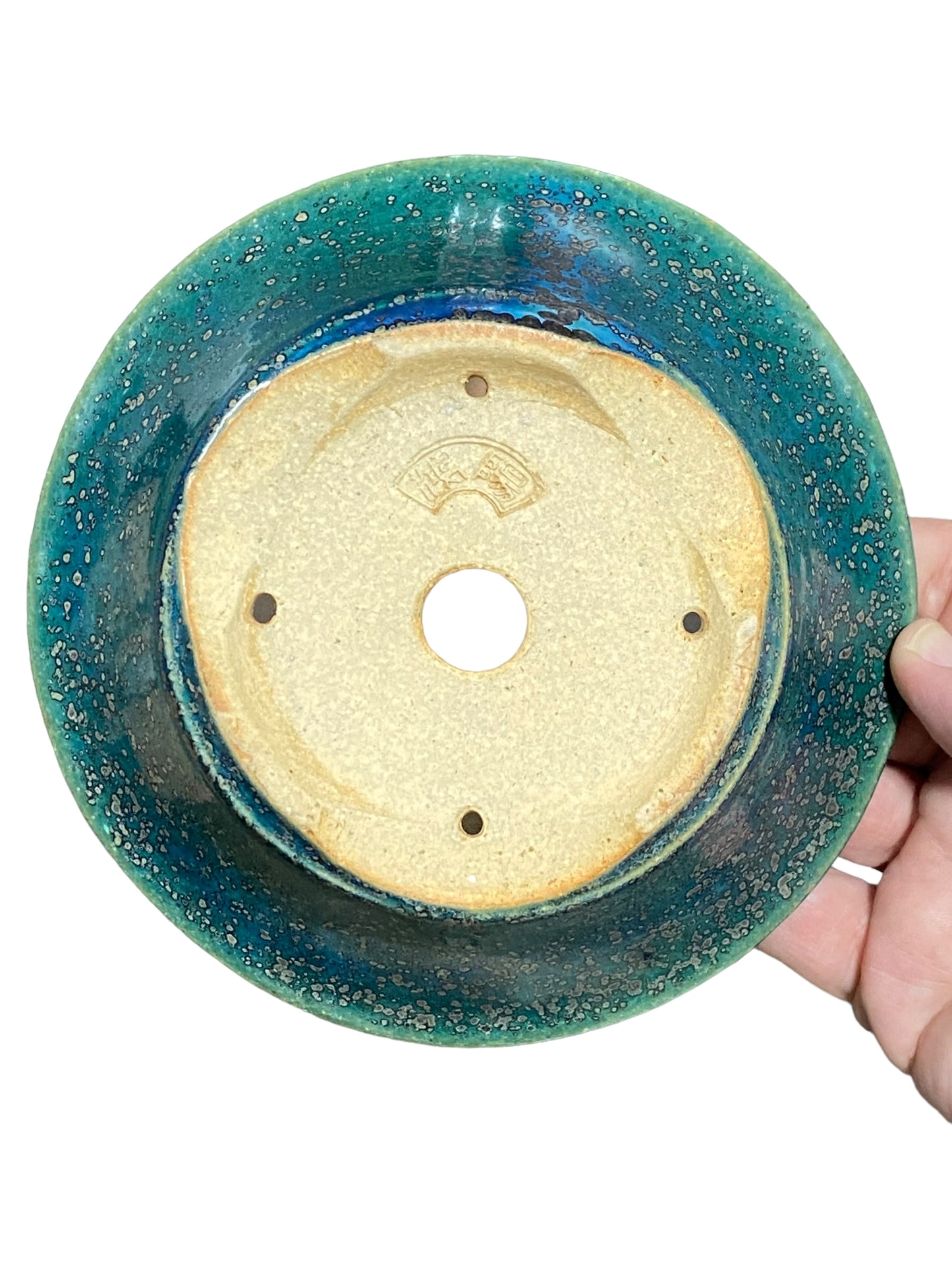 Koyo - Stunning Large Oribe Glazed Banded Bowl Bonsai Pot