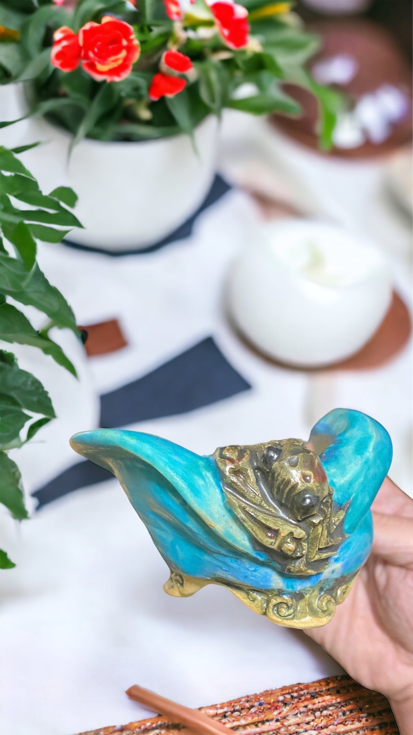 Masashi - Frog on a Floppy Bowl Bonsai or Accent Pot