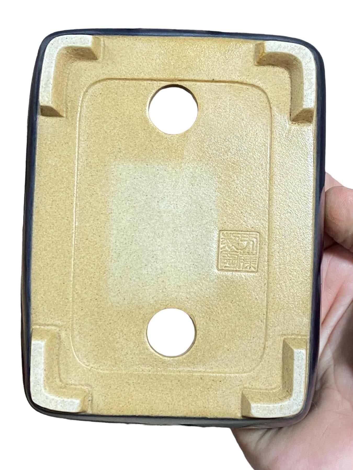 Maruto - Deep Blue Glazed Rectangle Bonsai Pot (5-5/8" wide)