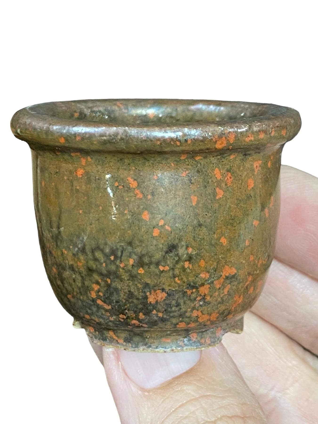 Sharaku - Earthy Glazed Round Bonsai Pot (2" wide)