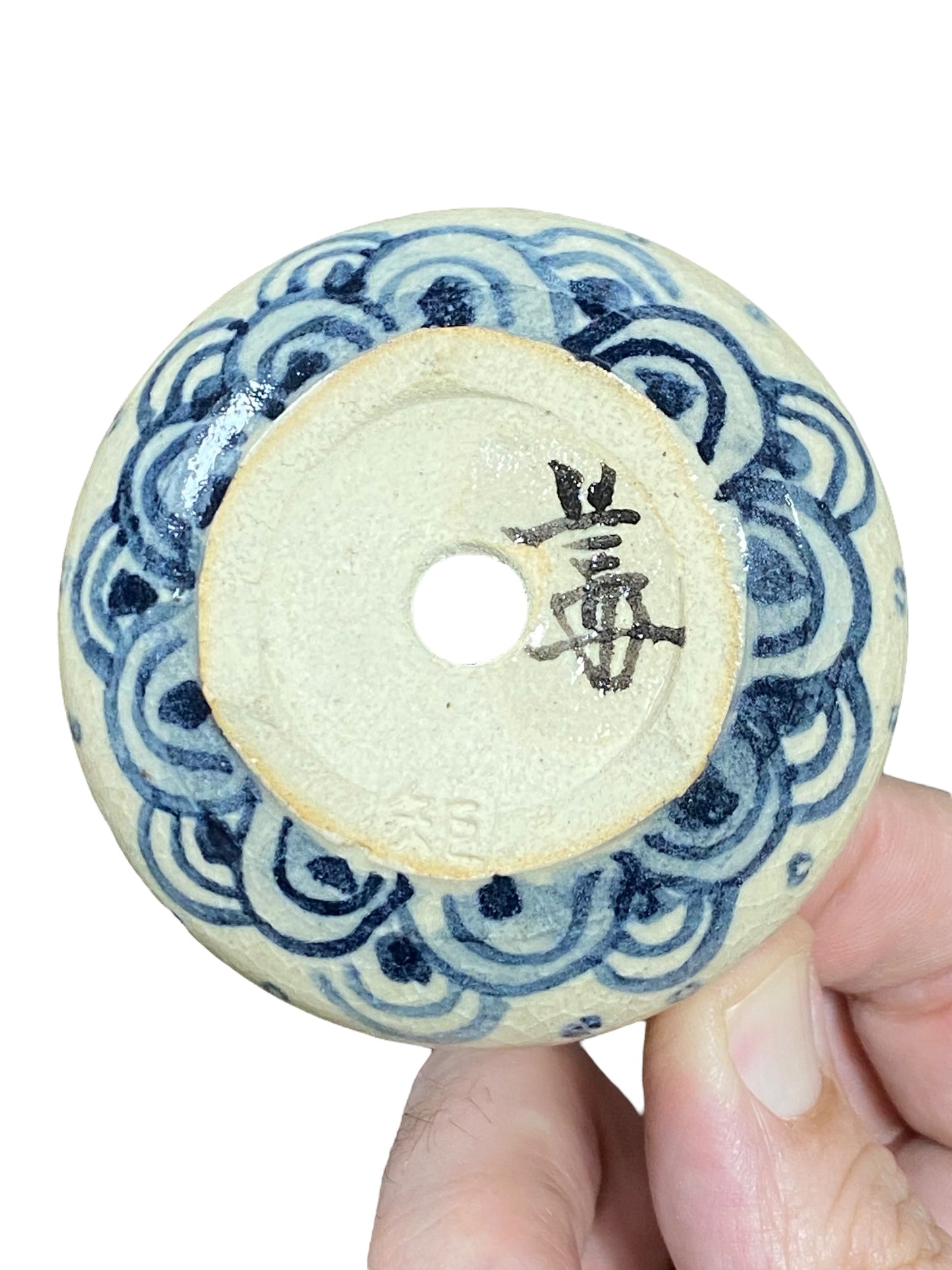 Zeko - Lovely Crackle Glazed Painted Bonsai Pot (2-3/4" wide)