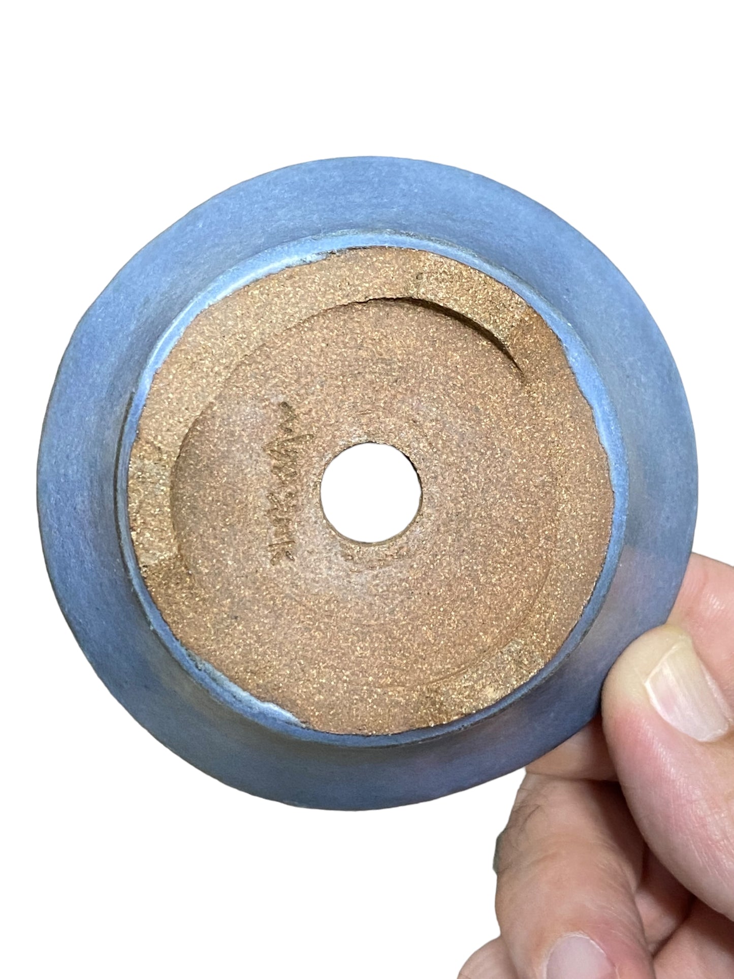 Ikegami - Lovely Glazed Footed Round Bonsai Pot (3-3/8" wide)