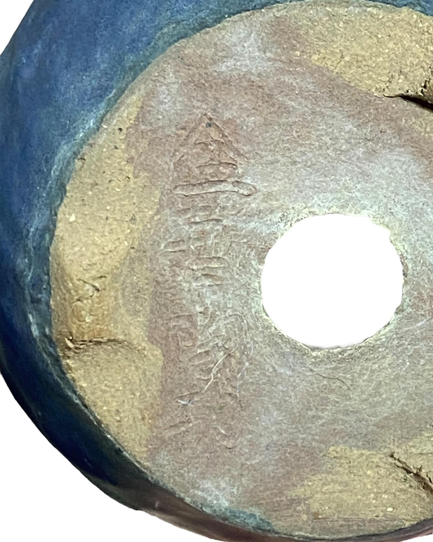 Hayashi Bonka - Ruri Blue Bonsai Pot with Stellar Patina (2-15/16” wide)