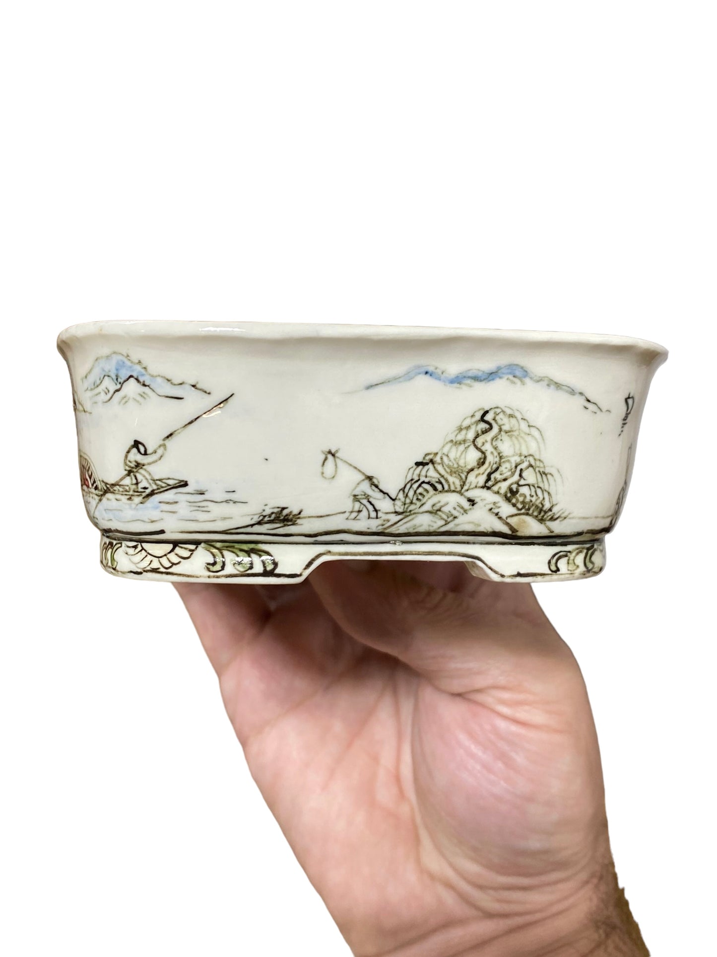 Joshu Katsuyama - Stellar Multi-Scene Painted Bonsai Pot (5-13/16" wide)