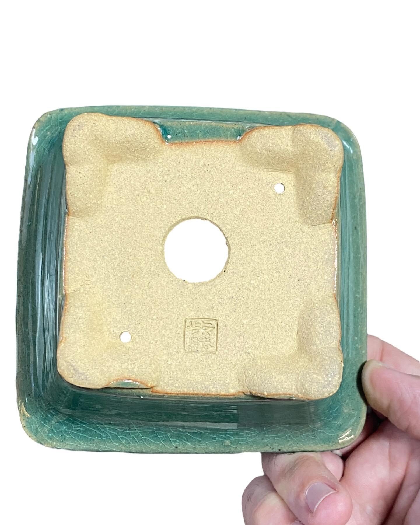 Shibakatsu - Exhibition Quality Crackle Glazed Bonsai Pot (4-7/8” wide)