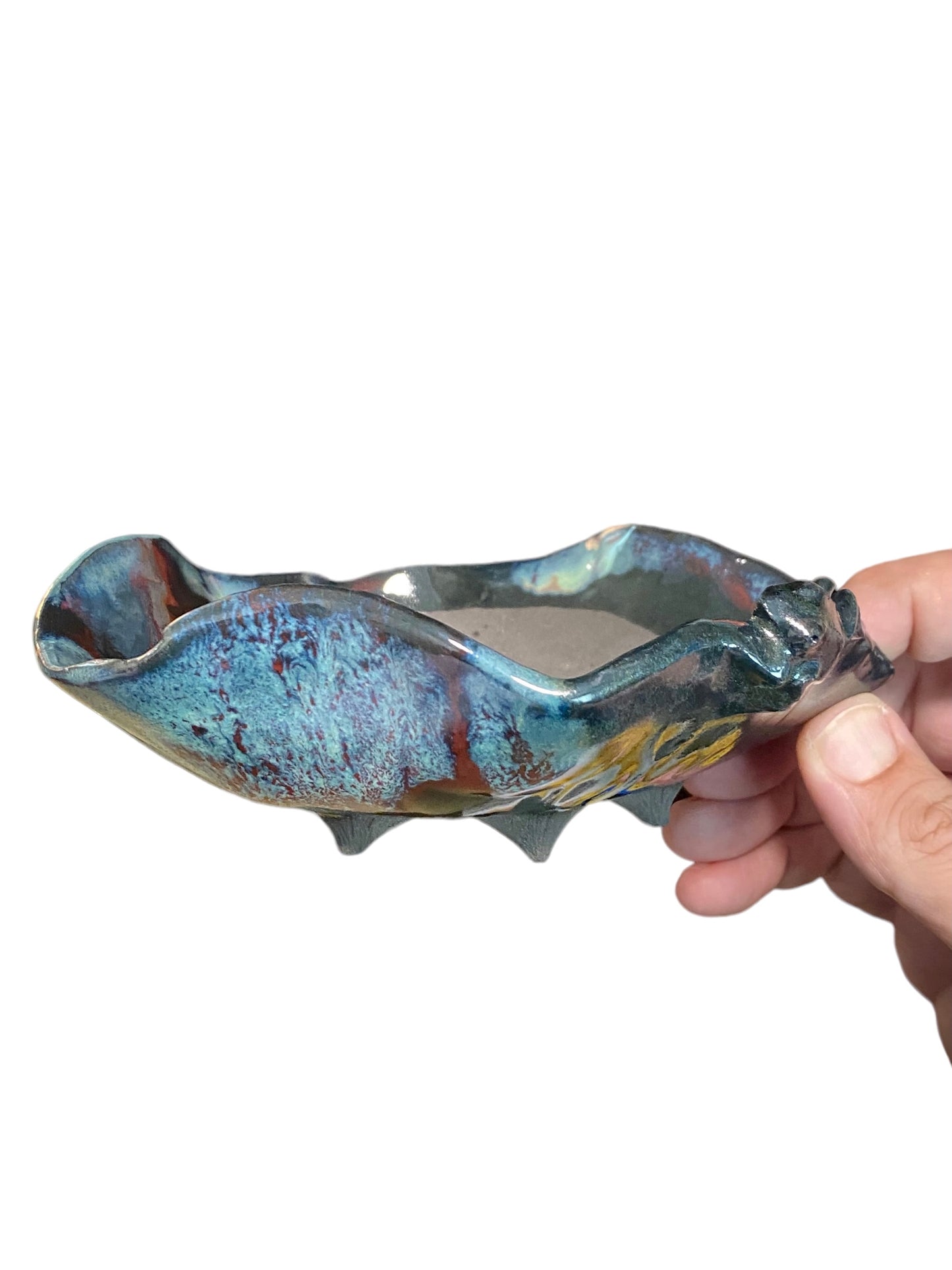 Masashi - Frog on a Glazed Bowl Bonsai or Accent Pot