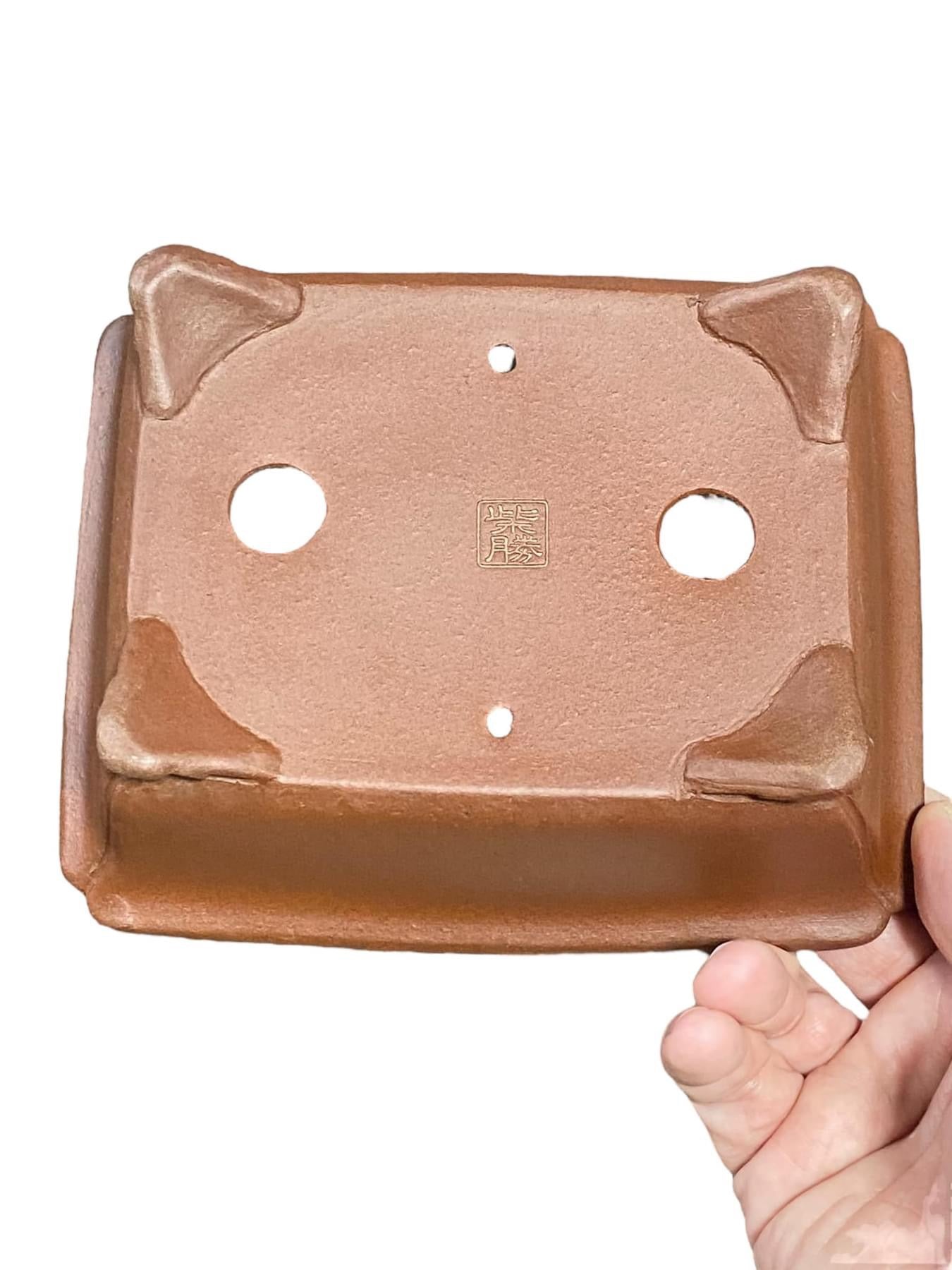 Shibakatsu - Unglazed Rectangle Style Bonsai Pot (Discounted) (7-3/16" wide)