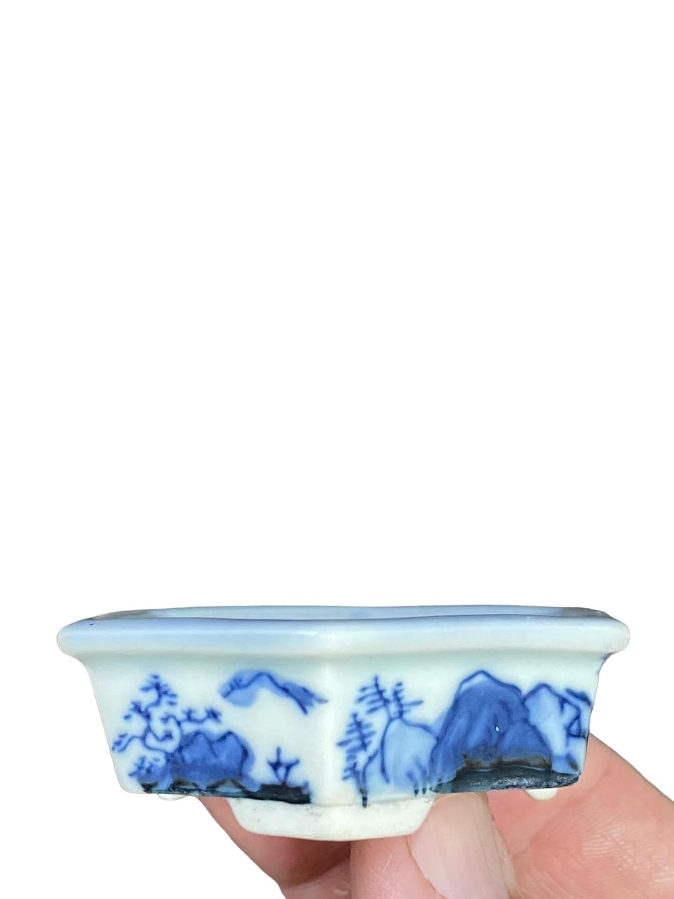 Marufuji - Mame Scenic Hexagon Bonsai Pot (2-1/4" wide)