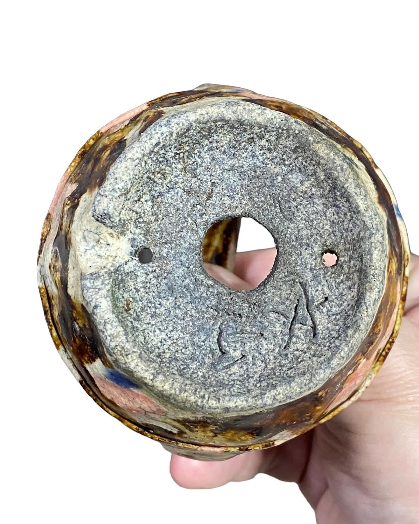 Bunzan - Crackle Glaze Flower Basket Bonsai or Accent Pot (3-1/4” wide)