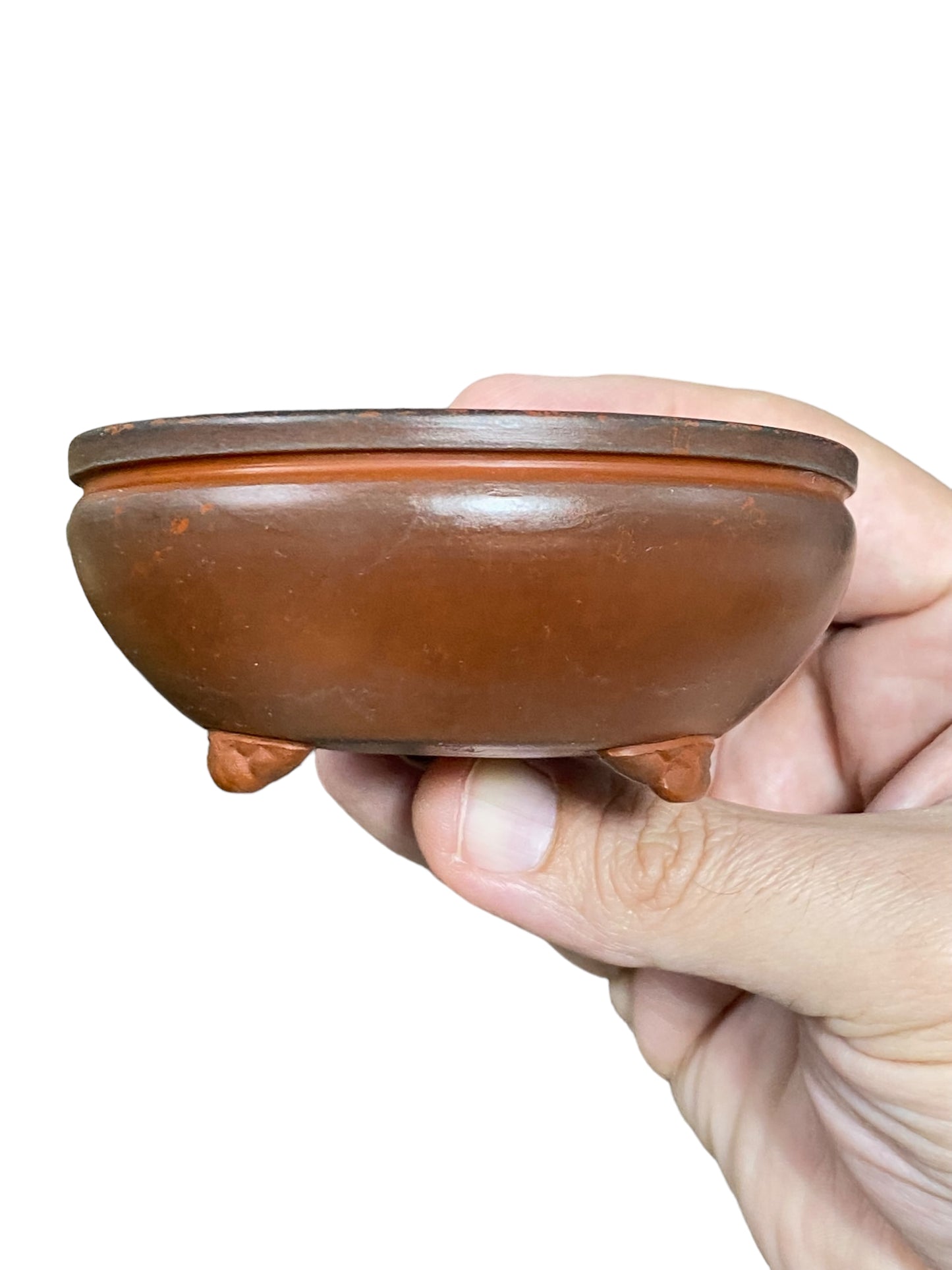 Toushun - Aged Footed Bowl Style Bonsai Pot (3-5/8" wide)