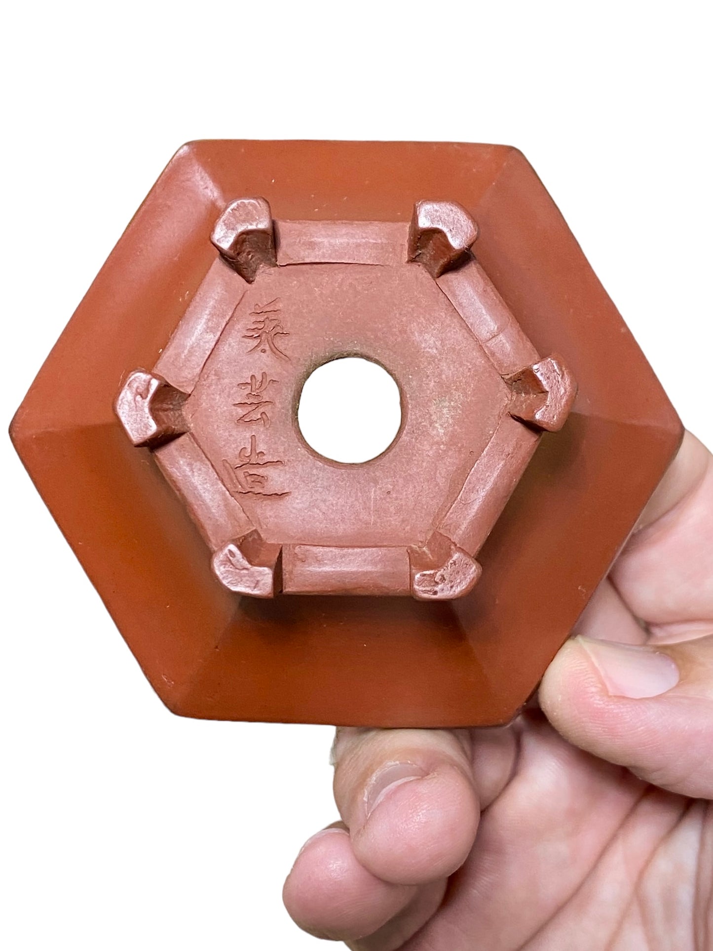 Bigei - Rare Small Unglazed Hexagon Style Bonsai Pot (3-1/2" wide)