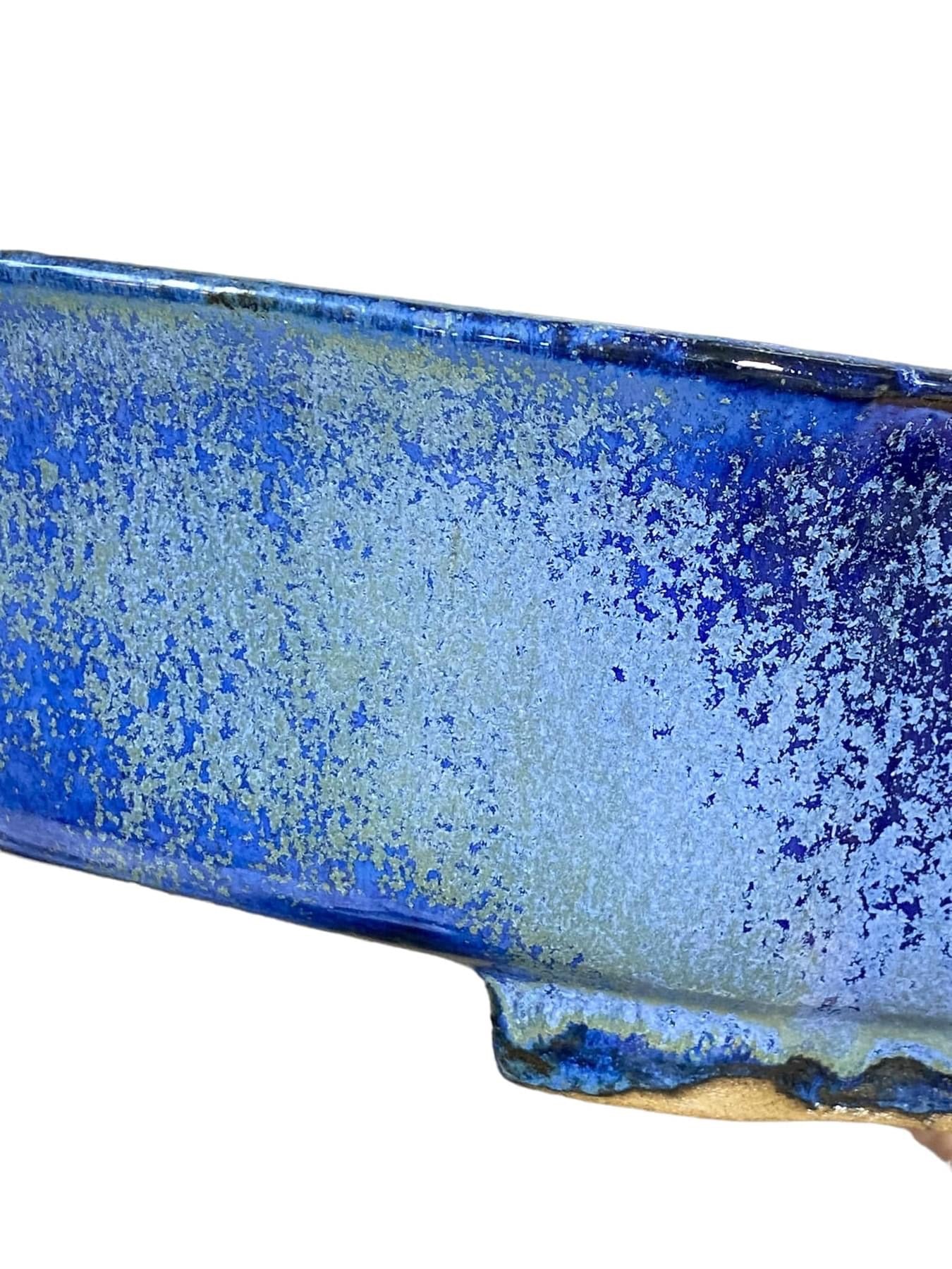 Shibakatsu - Lovely Namako Blue Glazed Bonsai Pot (7-5/16” wide)