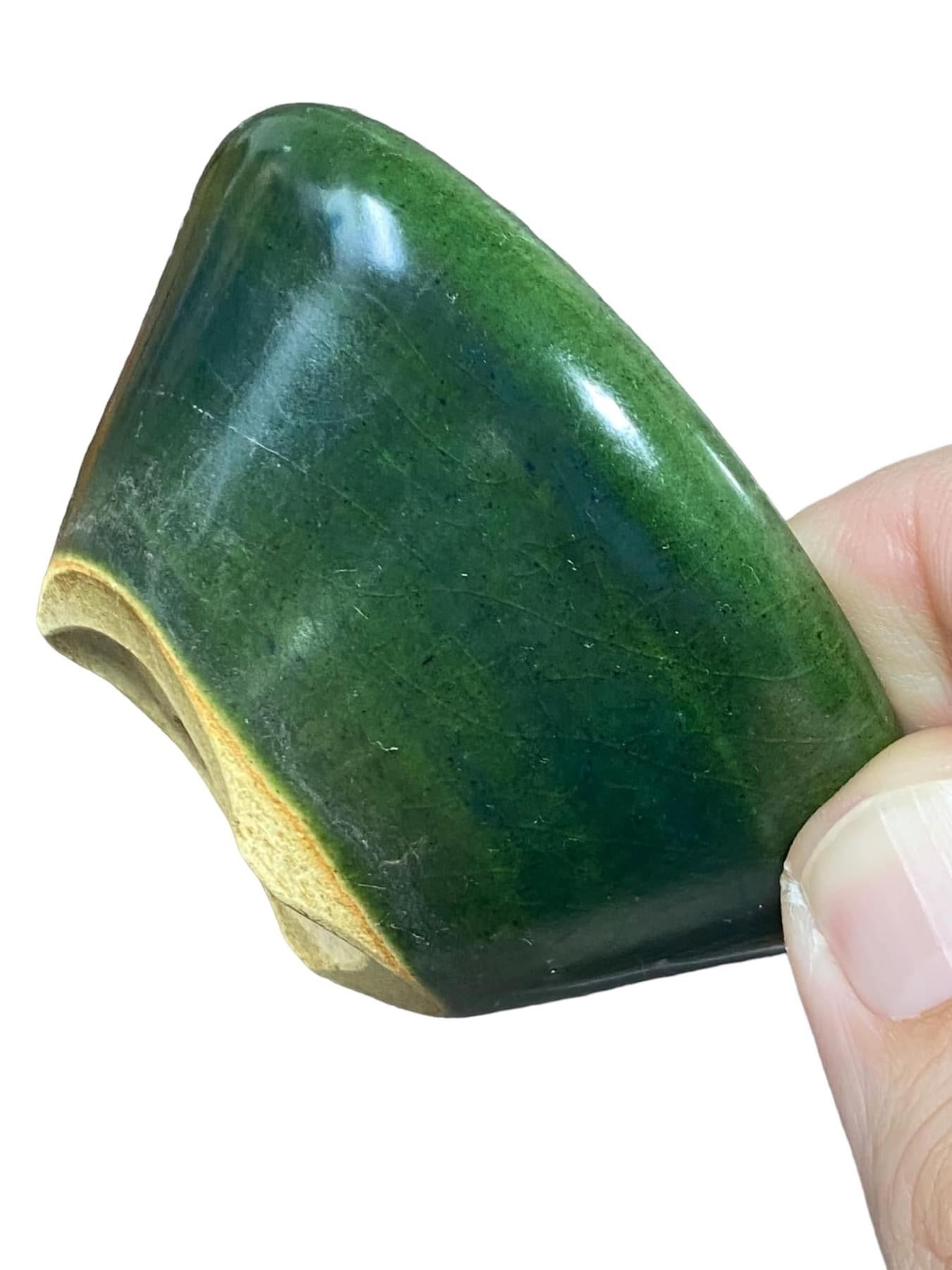 Bikoh - Stellar Green Glazed Round Bonsai Pot (2-7/8" wide)