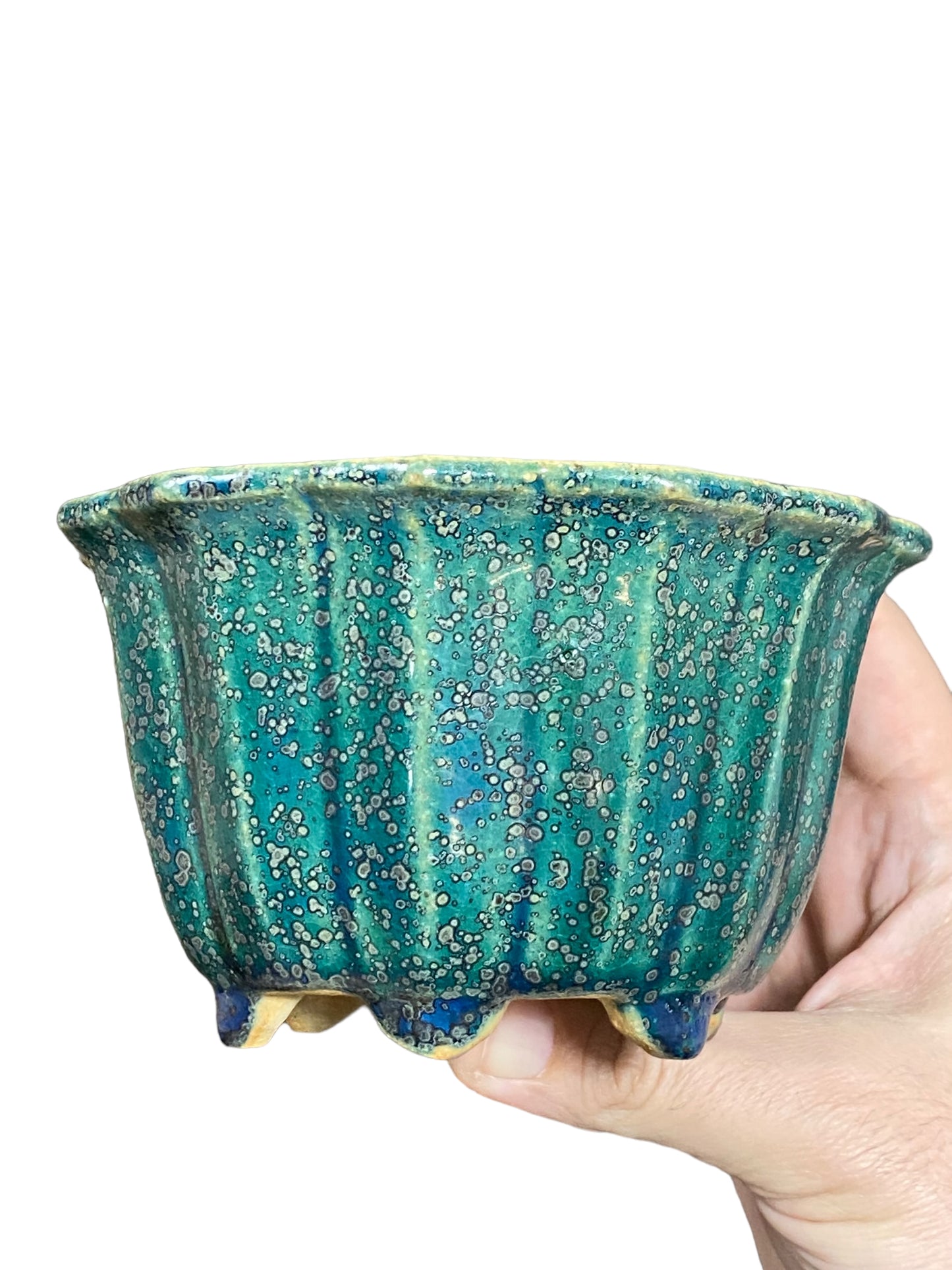 Koyo - Classic Oribe Glazed Rinka Bowl Bonsai Pot