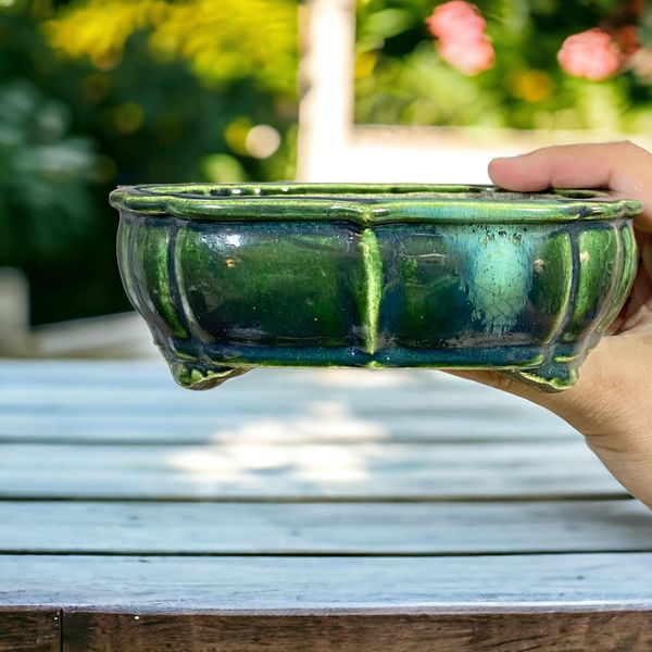 Satomi Terahata - Stunning Ancient Lotus Shaped Bonsai Pot (6-3/4" wide)