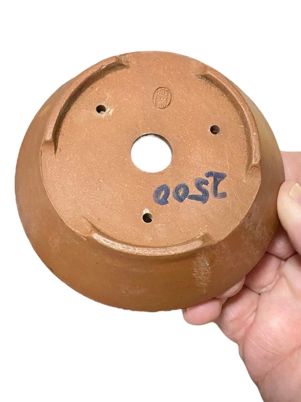 Munenori - Shallow Unglazed Round Bonsai Pot (4" wide)