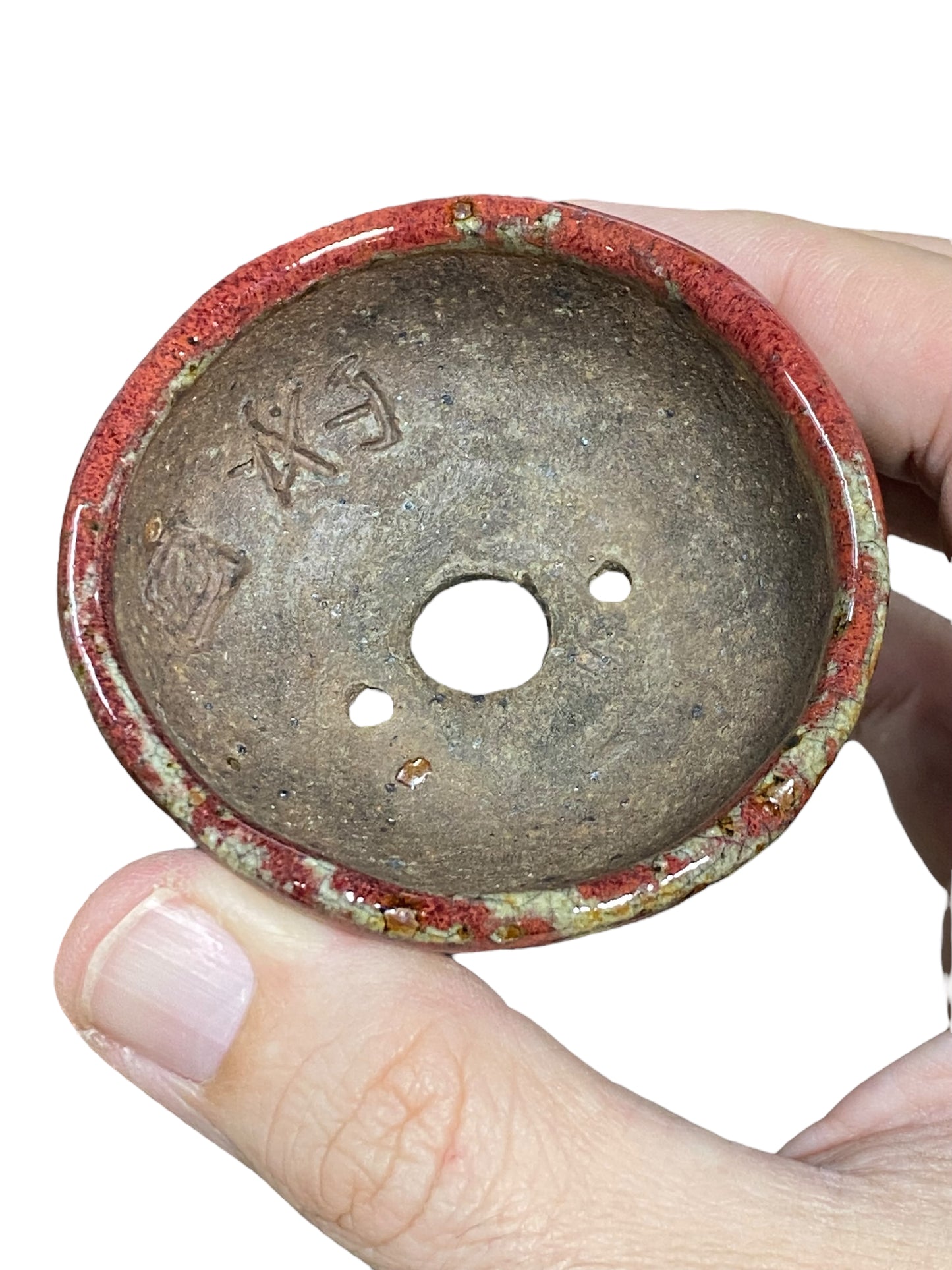 Bunzan - Crackle Glazed Round Bonsai or Accent Pot (2-3/4" wide)