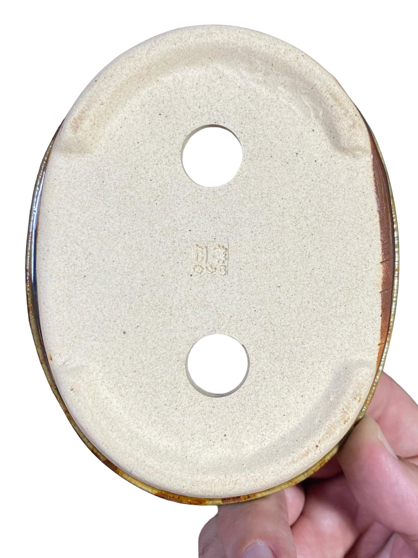 Shoseki -Glazed Flared Lip Oval Bonsai Pot (5-1/2" wide)