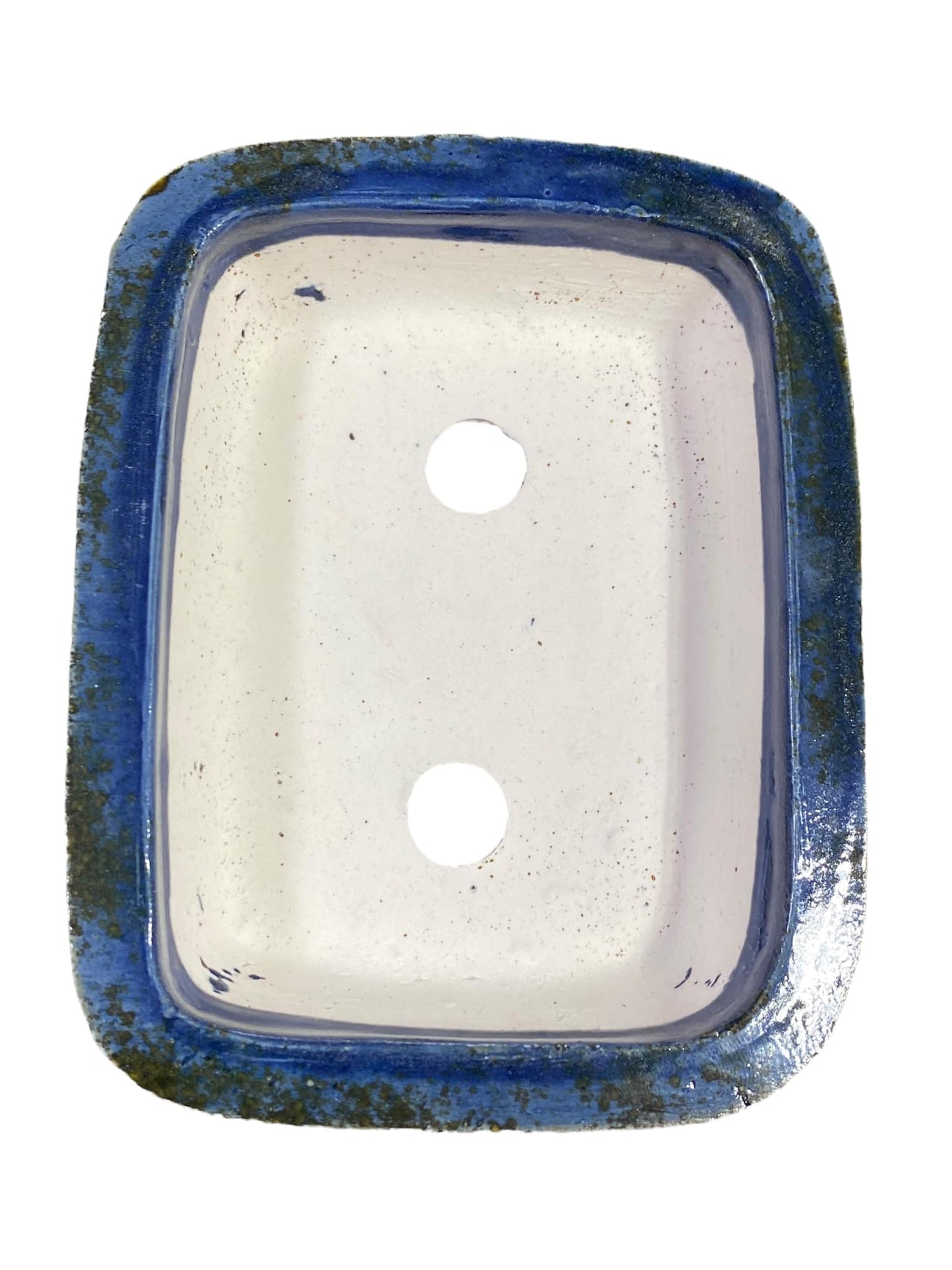 Shoseki - Shallow Blue Glazed Rectangle Bonsai Pot (5-5/16" wide)