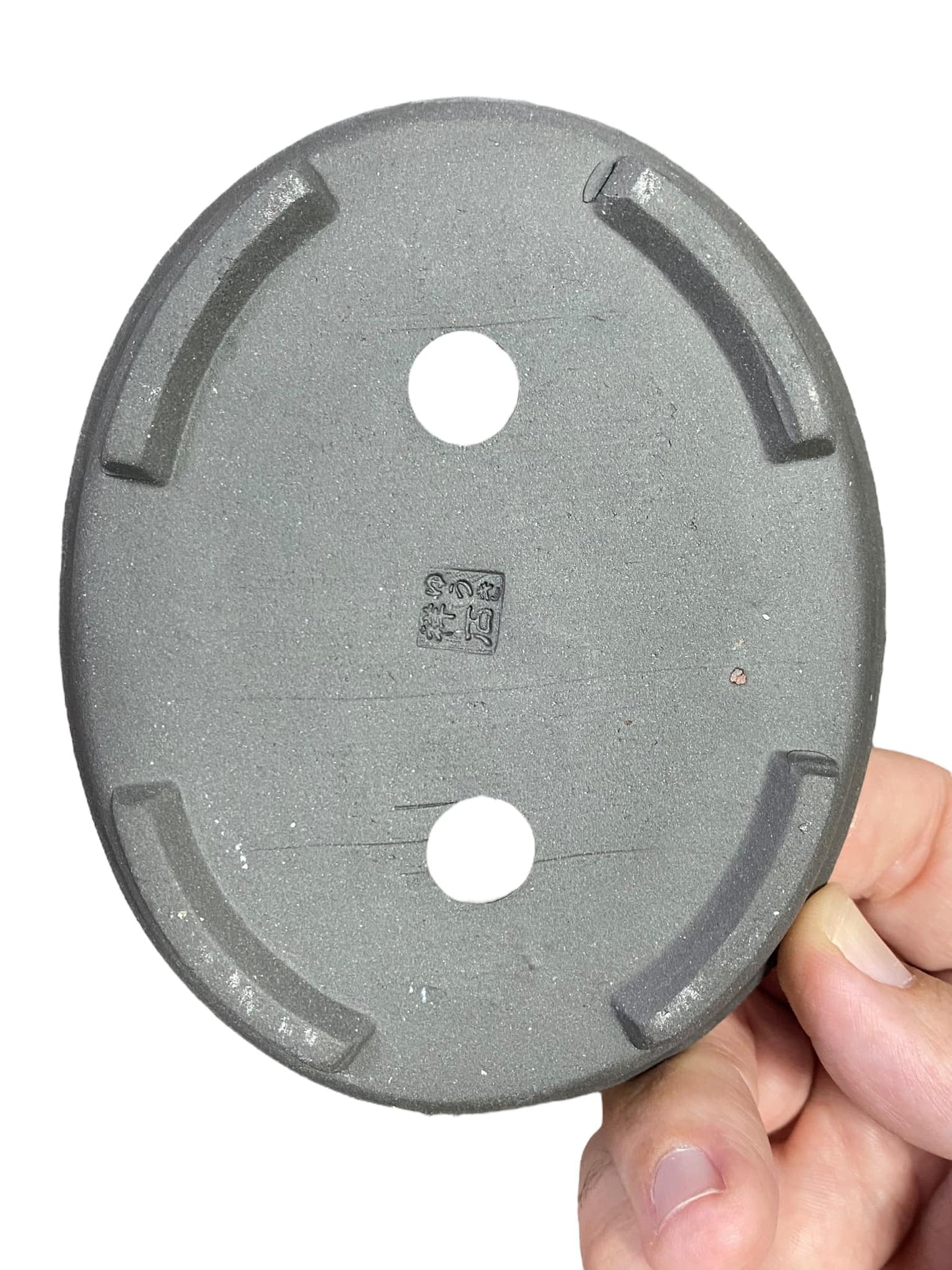 Shoseki - Unglazed Gray Oval Bonsai Pot (5" wide)