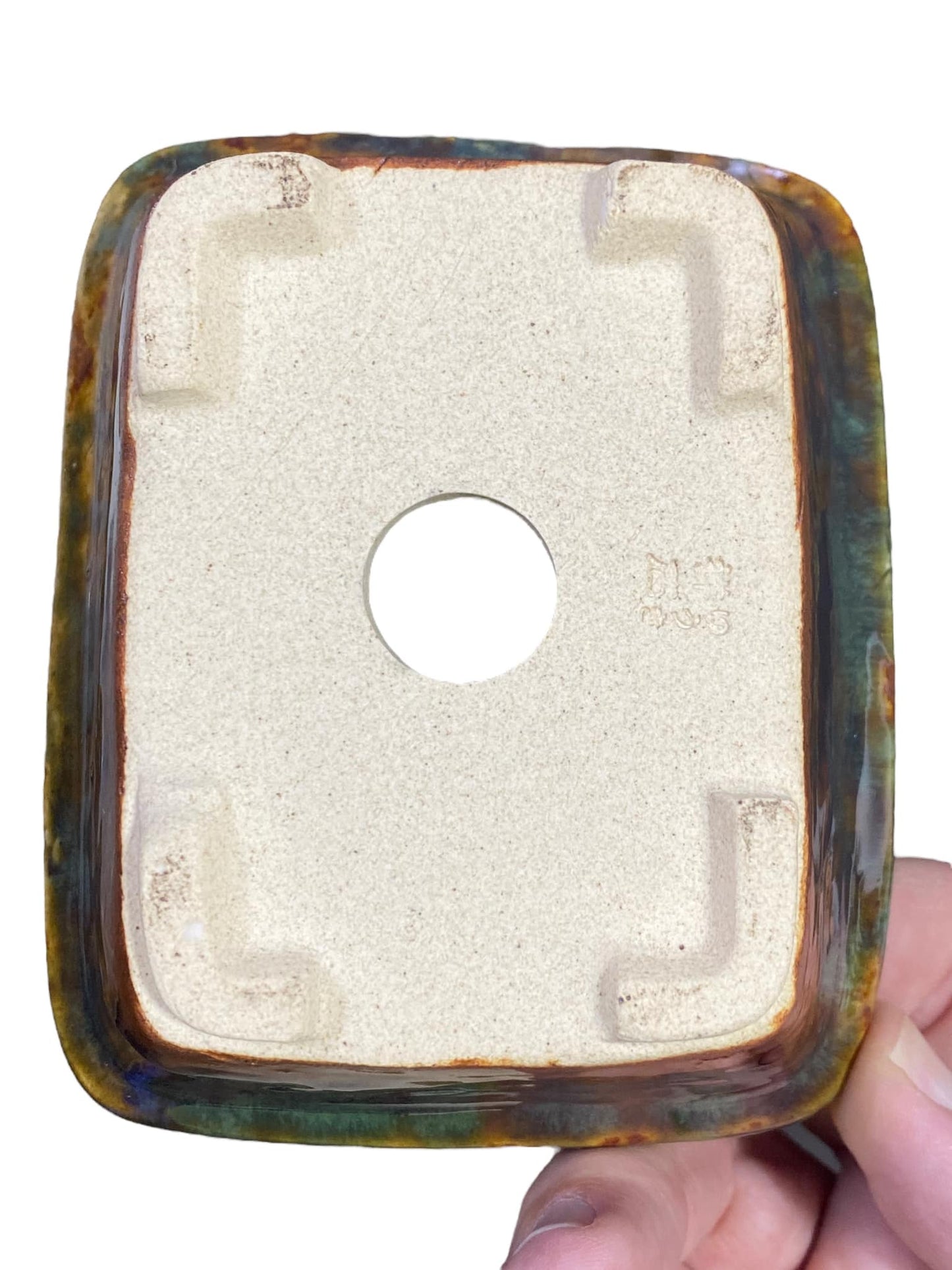 Shoseki - Shimmering Multicolor Glazed Rectangle Bonsai Pot (4-9/16" wide)