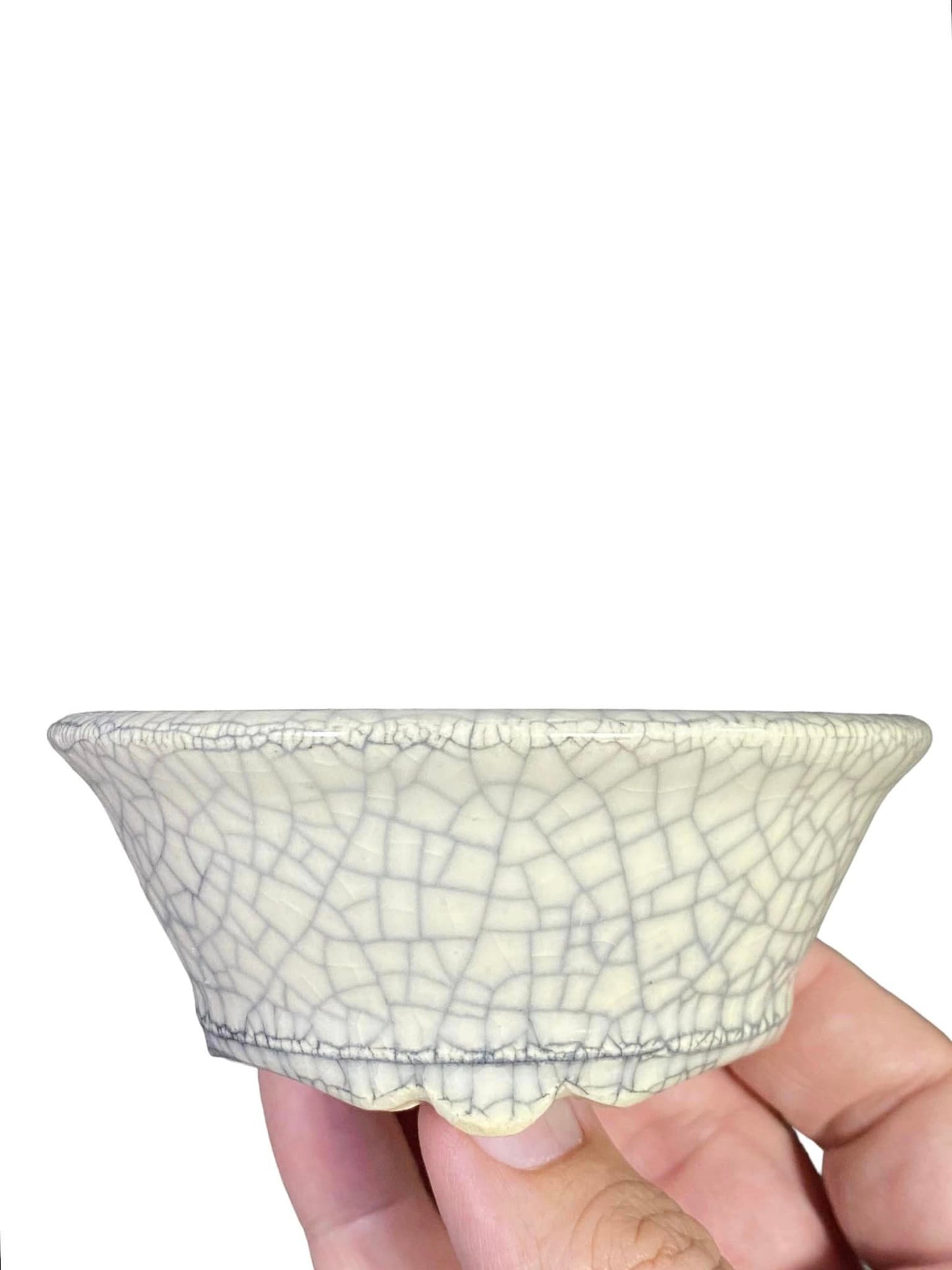 Bikoh - Beautiful Crackle Glazed Bonsai Pot (4" wide)