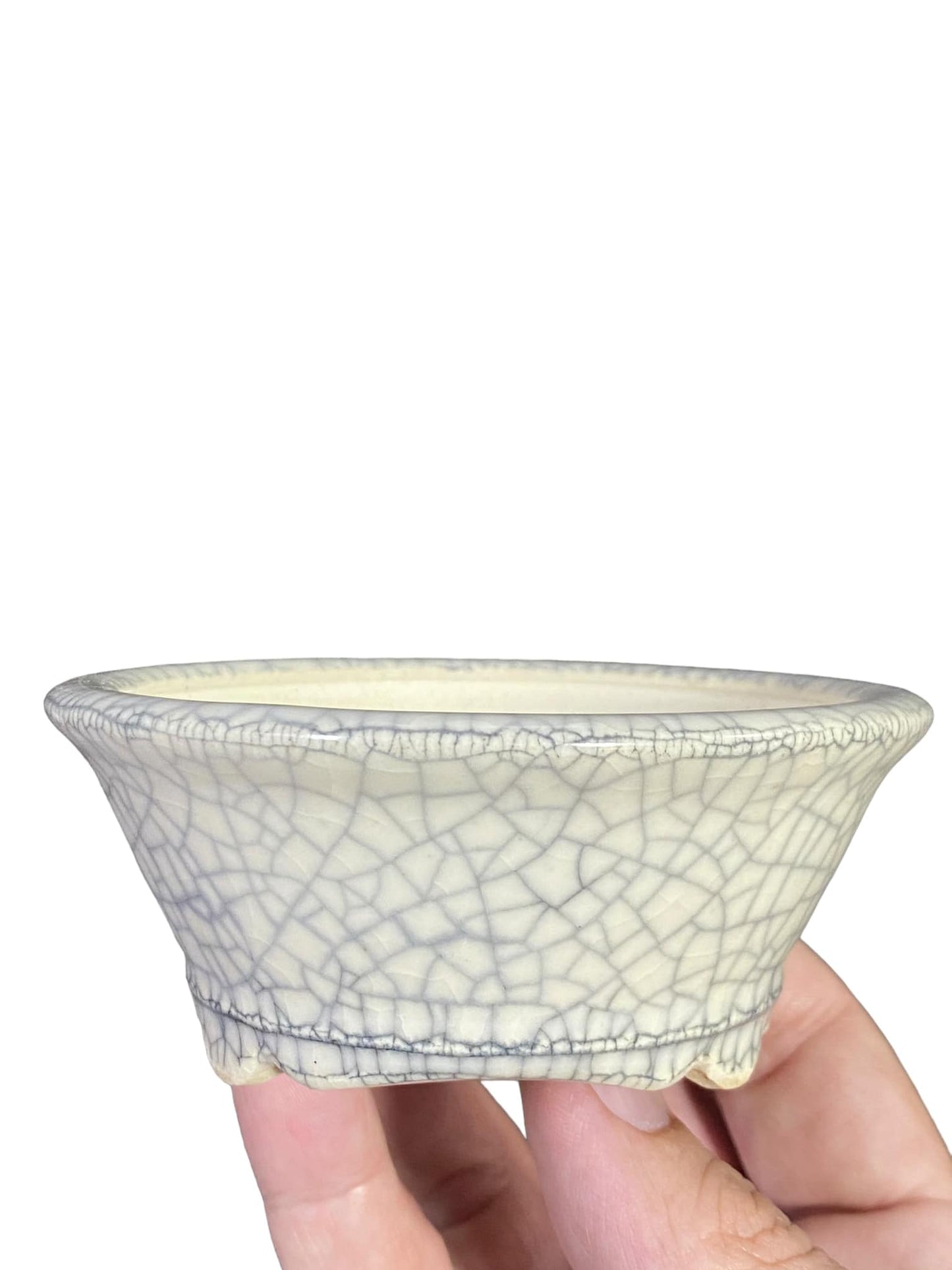 Bikoh - Beautiful Crackle Glazed Bonsai Pot (4" wide)