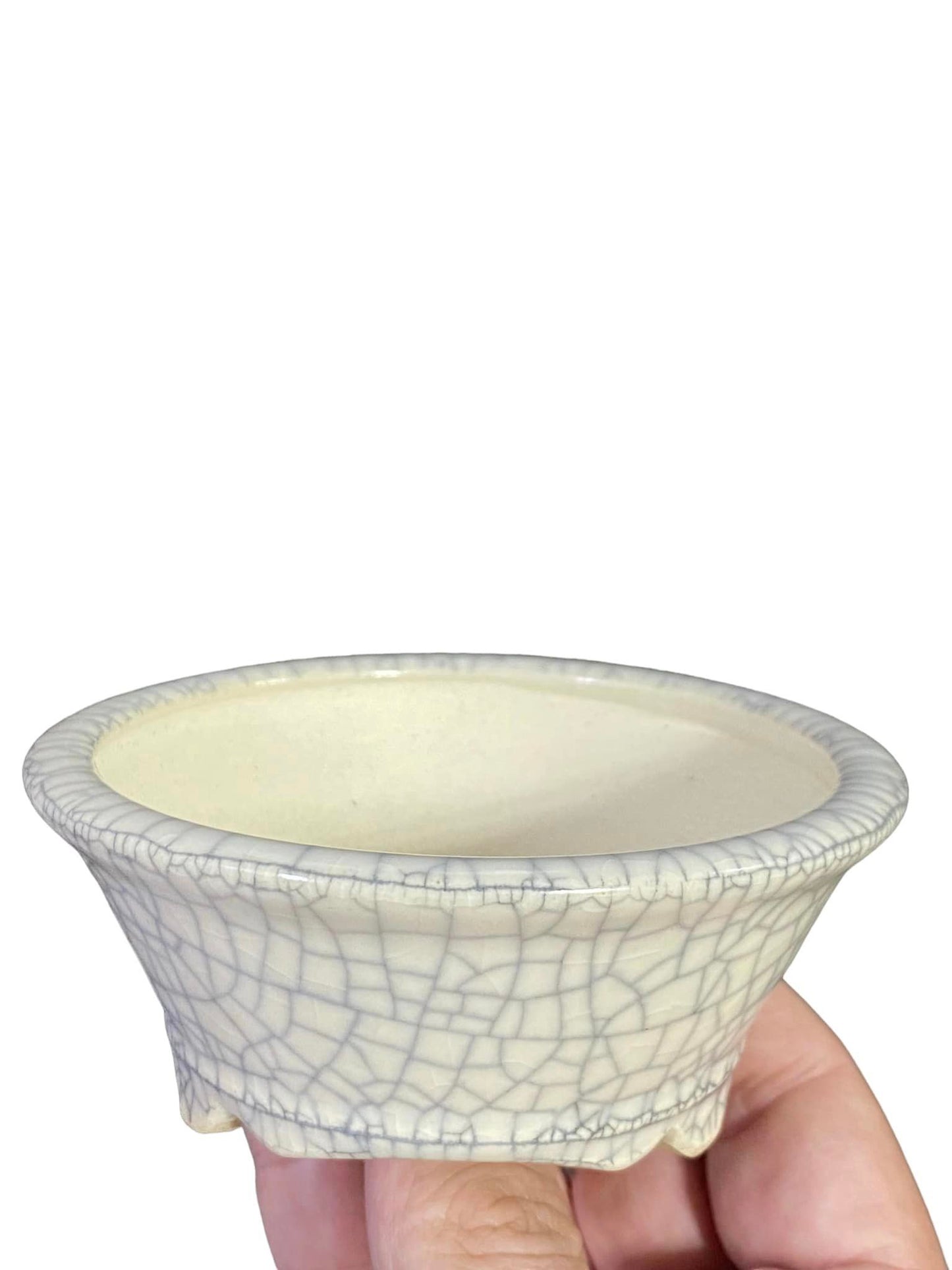 Bikoh - Beautiful Crackle Glazed Bonsai Pot (4" wide)