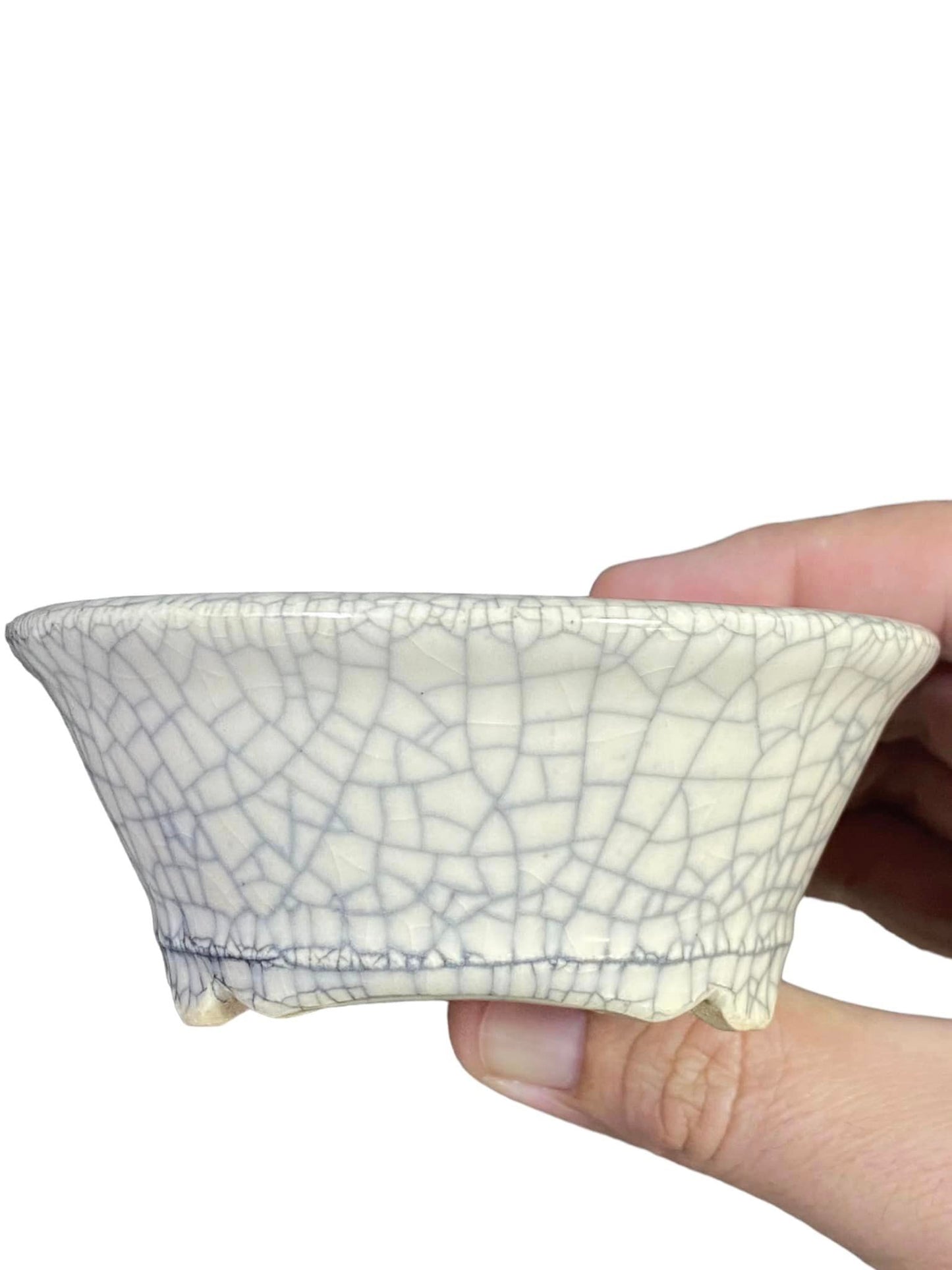 Bikoh - Beautiful Crackle Glazed Bonsai Pot (4" wide)