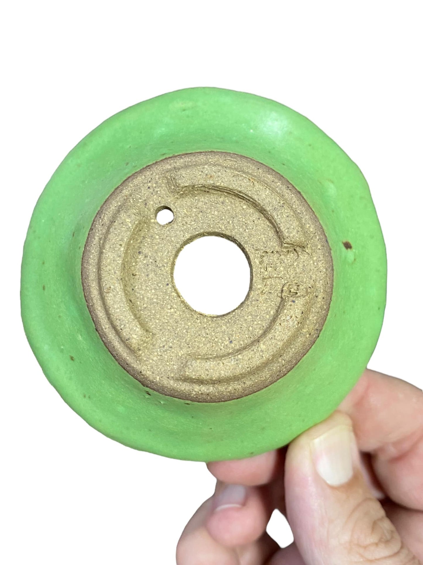 Shoseki - Lime Green Bowl Bonsai Pot (3-1/2" wide)