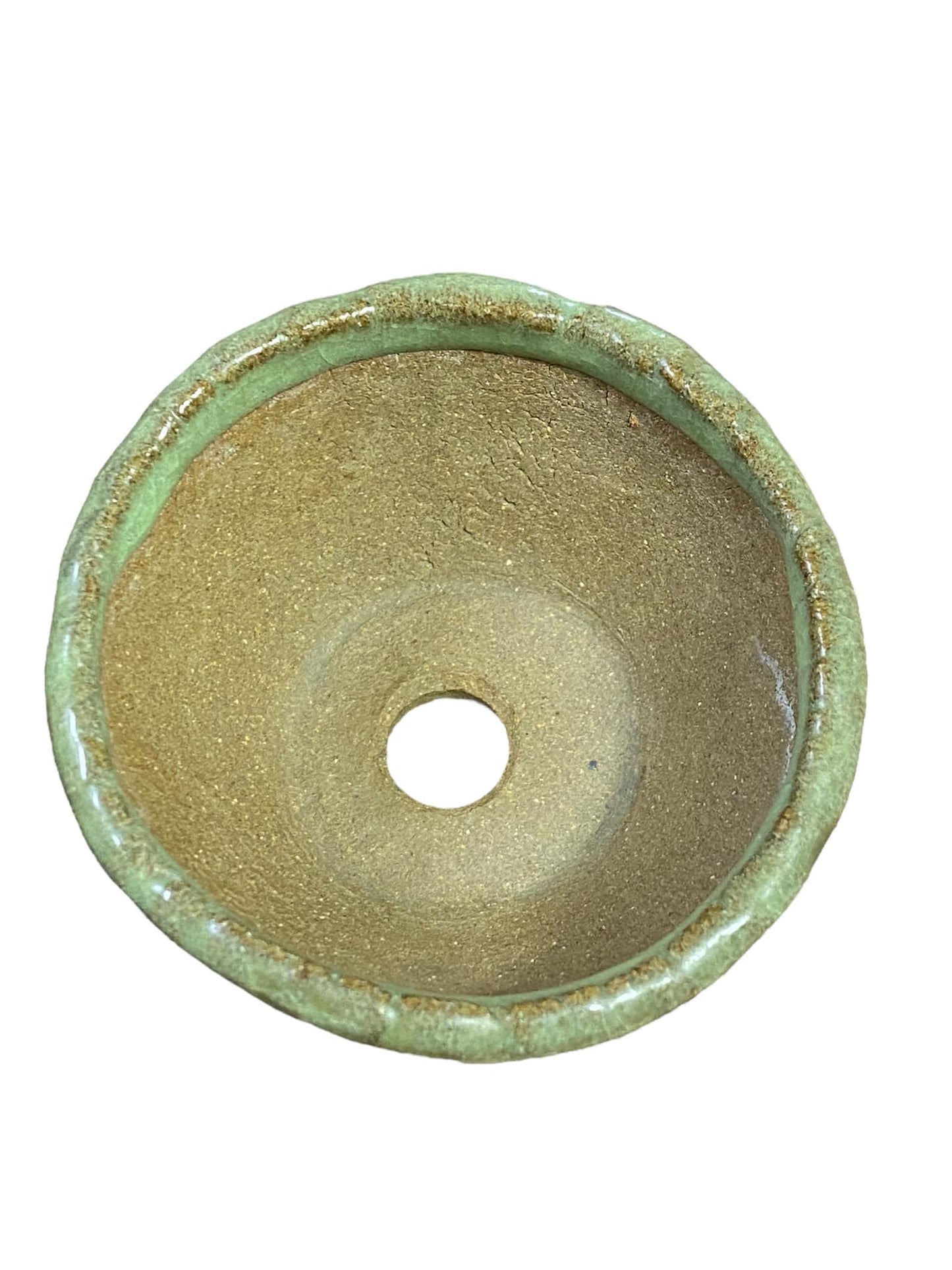 Kougetsu - Beautiful Green Crackle Glazed Bonsai Pot (2-3/4" wide)