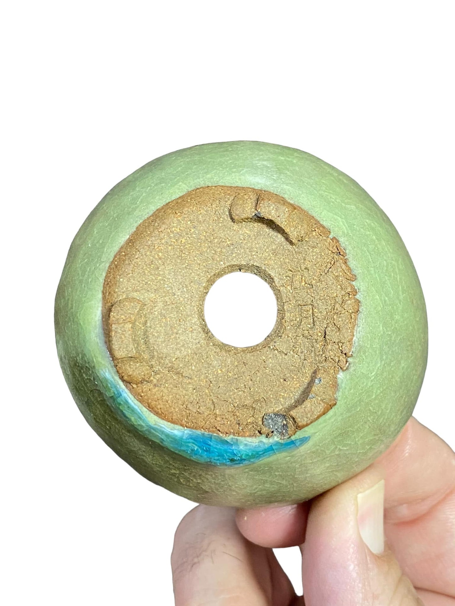 Kougetsu - Beautiful Green Crackle Glazed Bonsai Pot (2-3/4" wide)