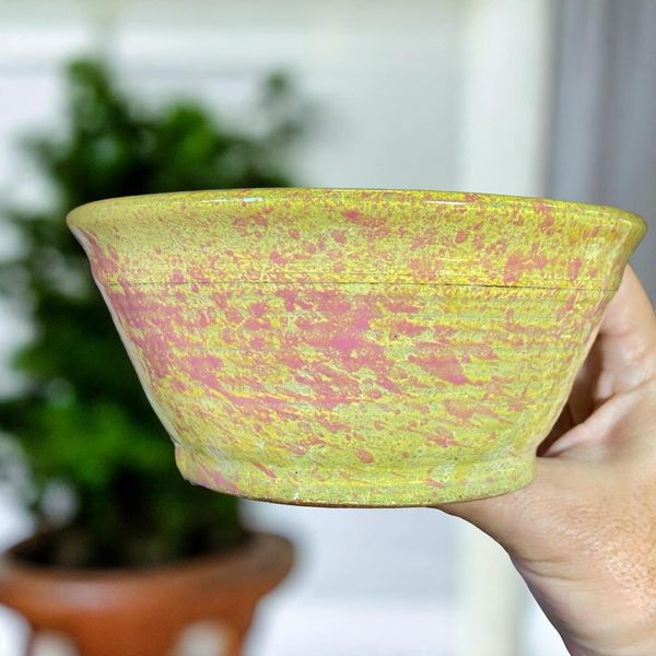 Shuho - Bright Splash Glazed Bowl Bonsai Pot (6-1/8" wide)