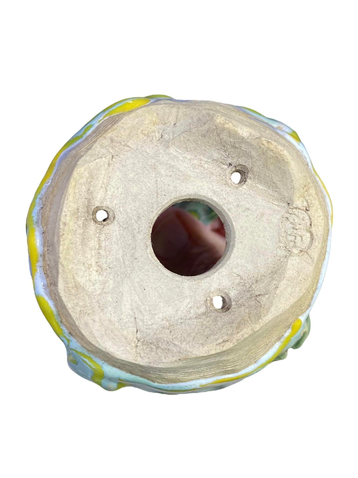 Masashi - Frog on Flower Basket Bonsai or Accent Pot (3-1/2" wide)