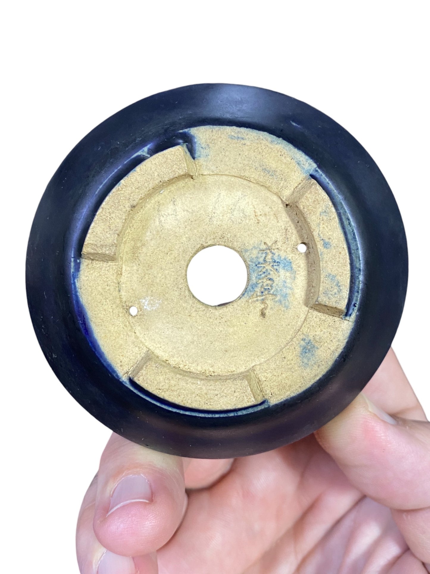 Biho - Ruri Blue Glazed Bowl Bonsai Pot (3-5/8” wide)