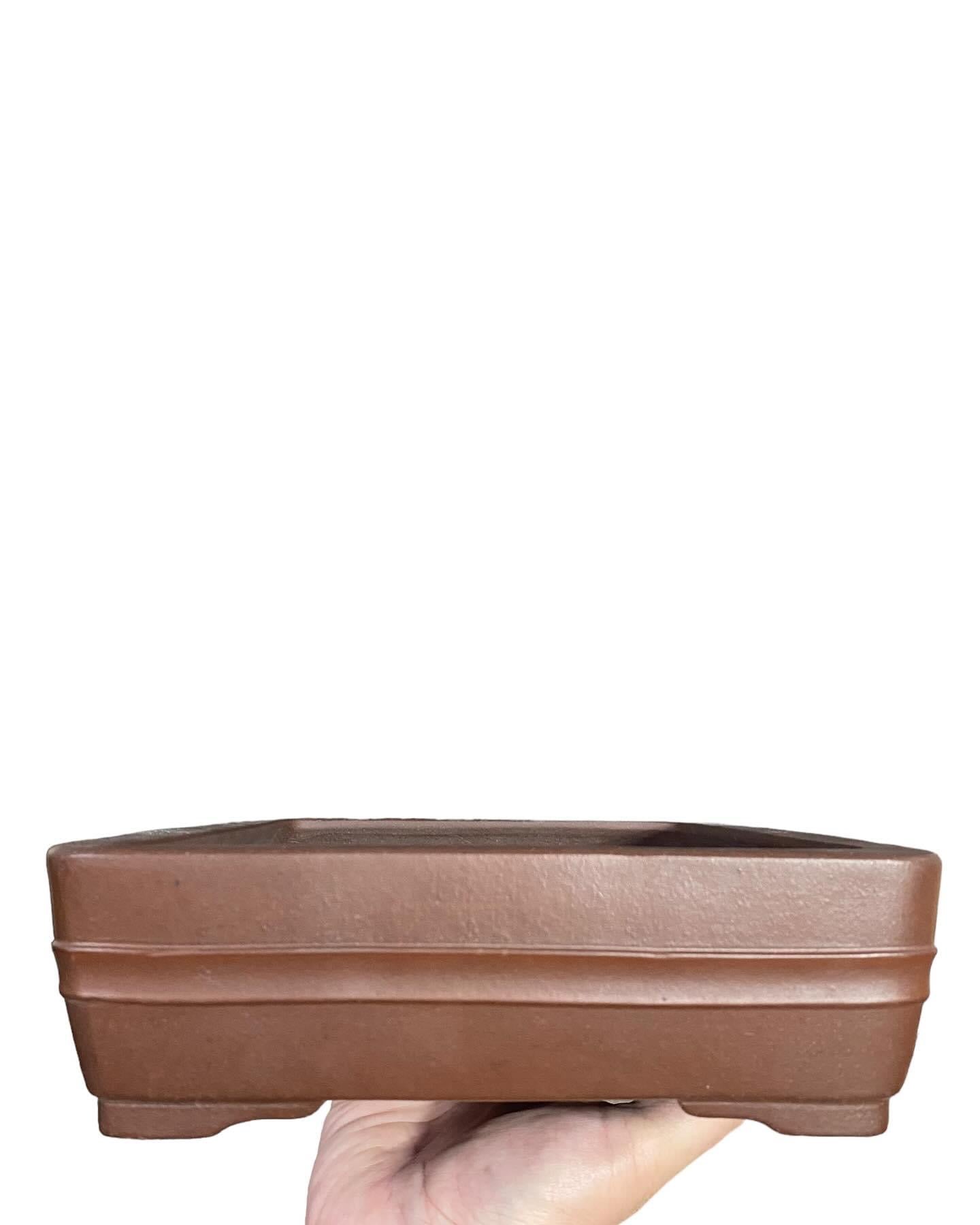 Yamaaki - Large Unglazed Banded Bonsai Pot (12-1/4” wide)