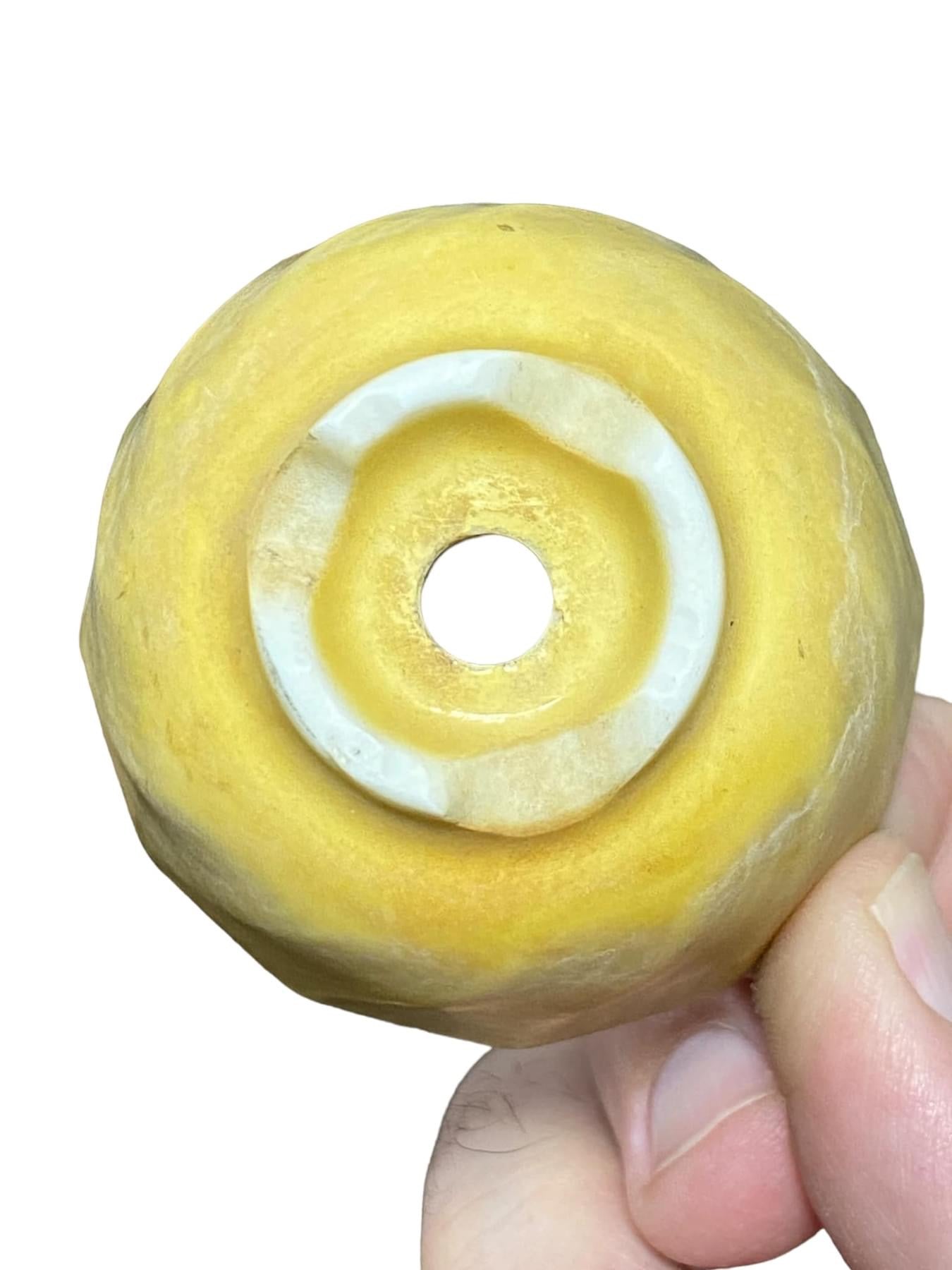 Japanese - Well Aged Yellow Glazed Accent or Bonsai Pot (1" wide)