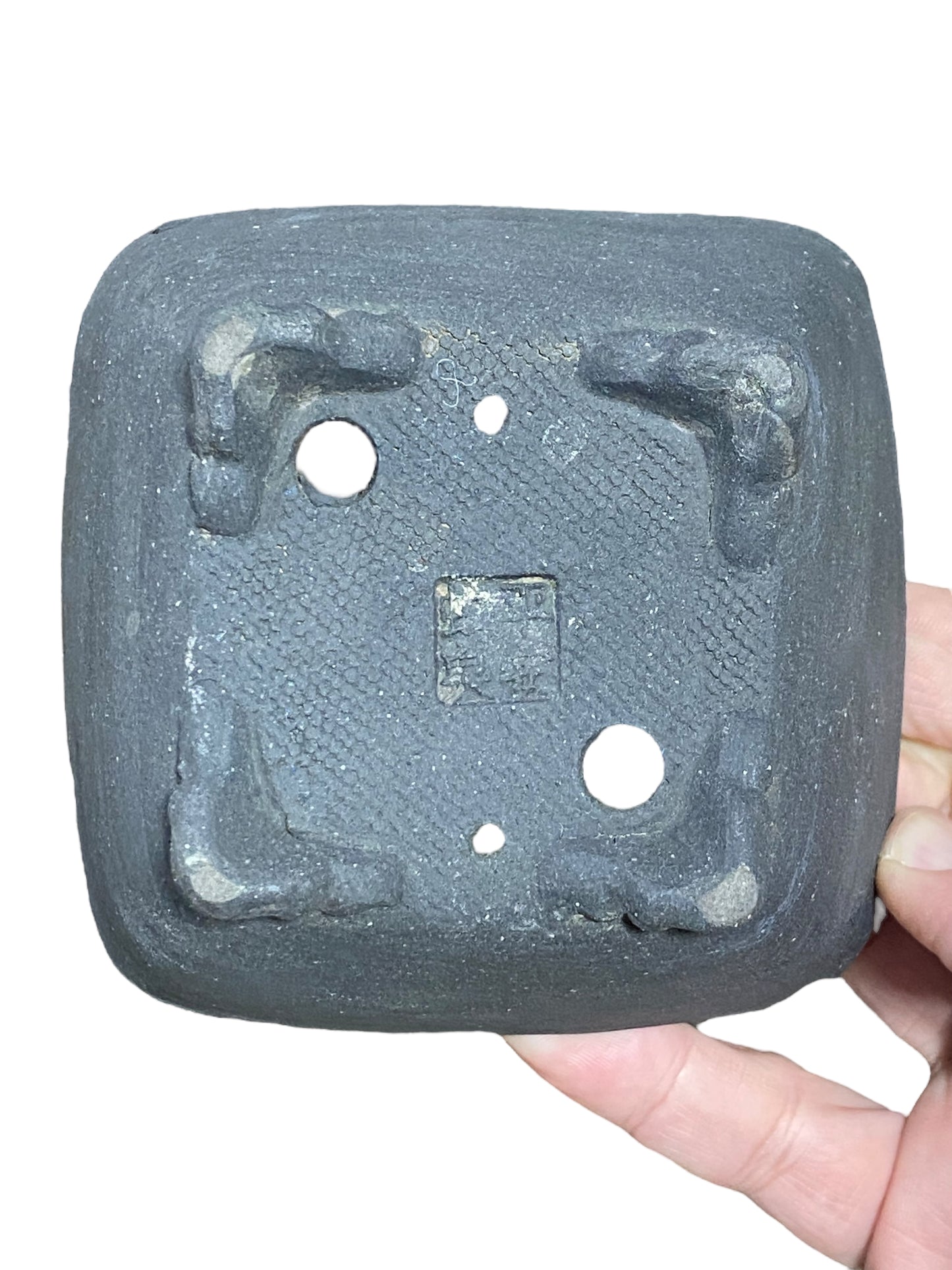 Heian Kosen - Unglazed Footed Square Bonsai Pot (4-1/4" wide)