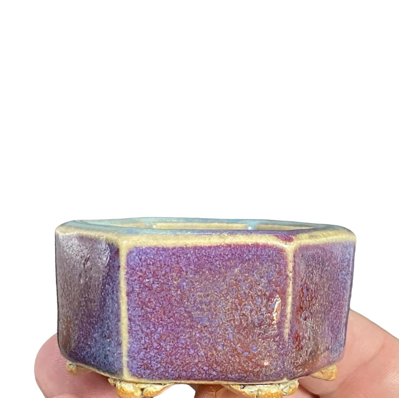 Eimei - Purple Glazed Mame Bonsai Pot (2-1/8” wide)